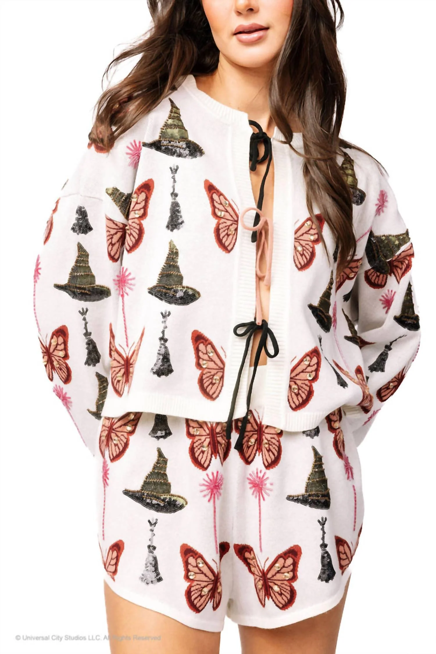 Licensed Butterfly, Broom, & Wand Shorts In White, Pink, & Green - Image 2