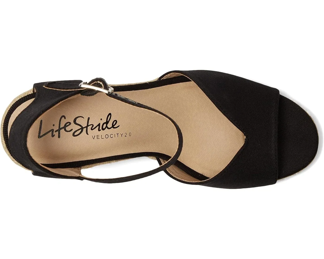 LifeStride Tess I8614M2001 Sandal Women B Black Wedge Heel Espadrille HTAT969 - Image 4