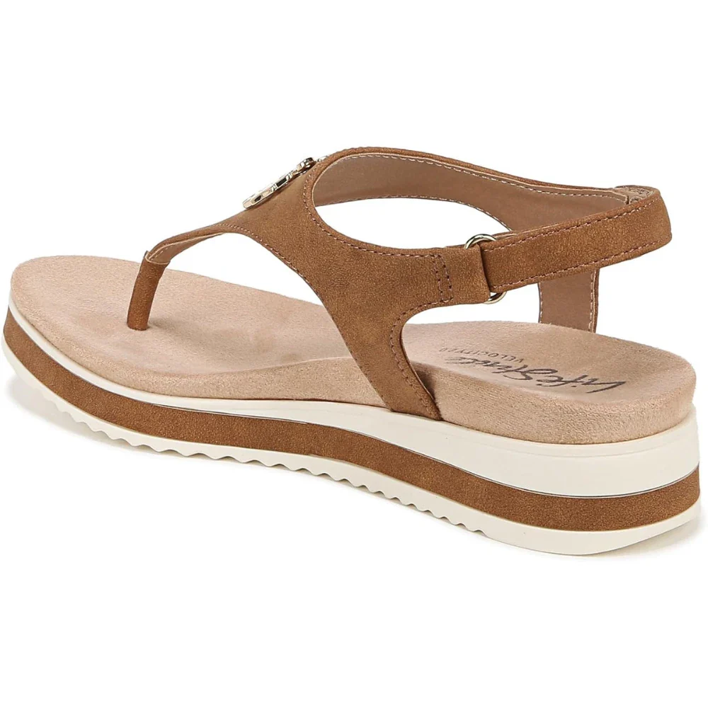 LifeStride Zeeta I8582S3201 Sandals Women's Tan Slip On Toe Post Thong HTAT965 - Image 4