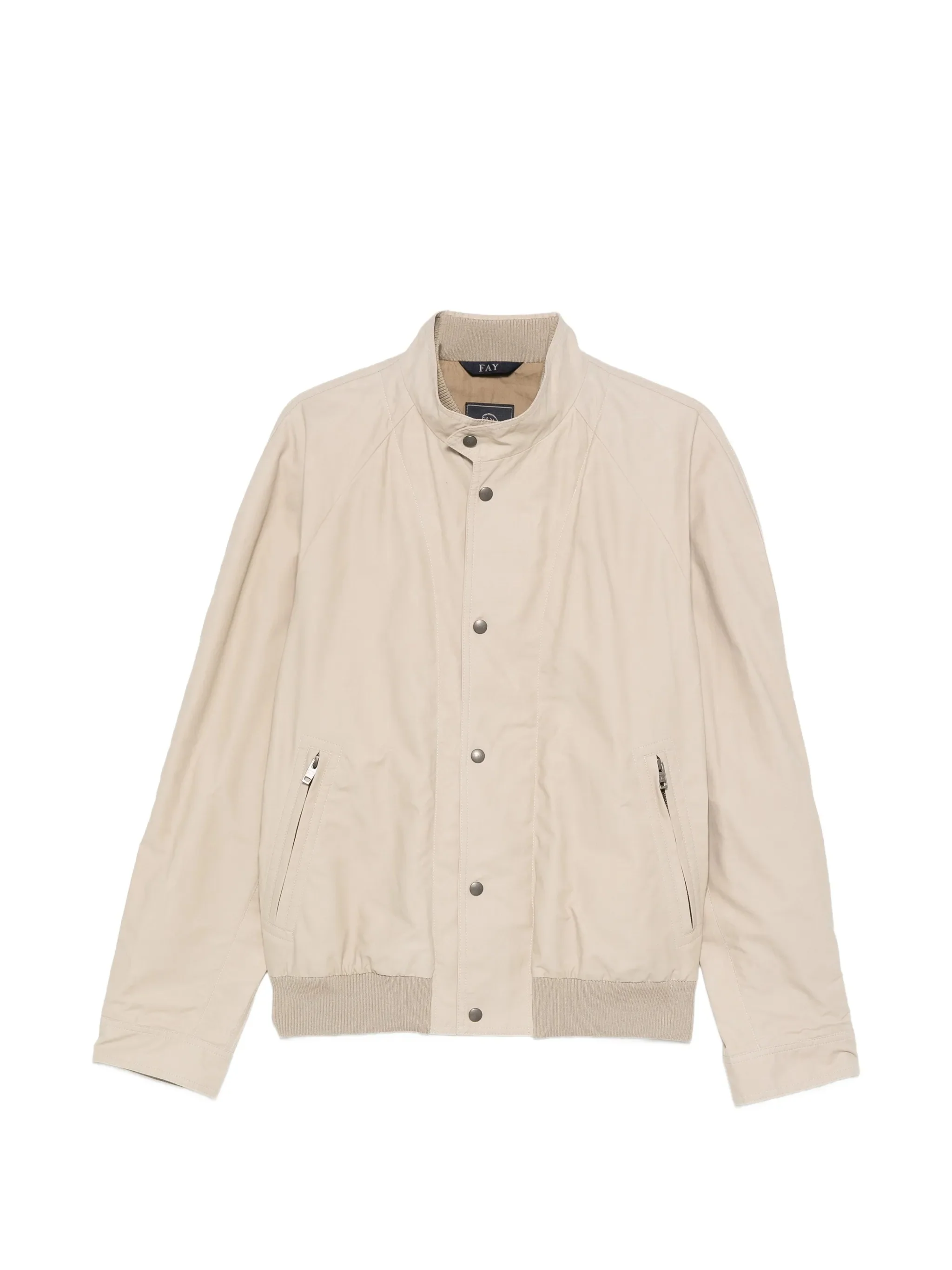 Light Beige Bomber Stand Collar Jacket