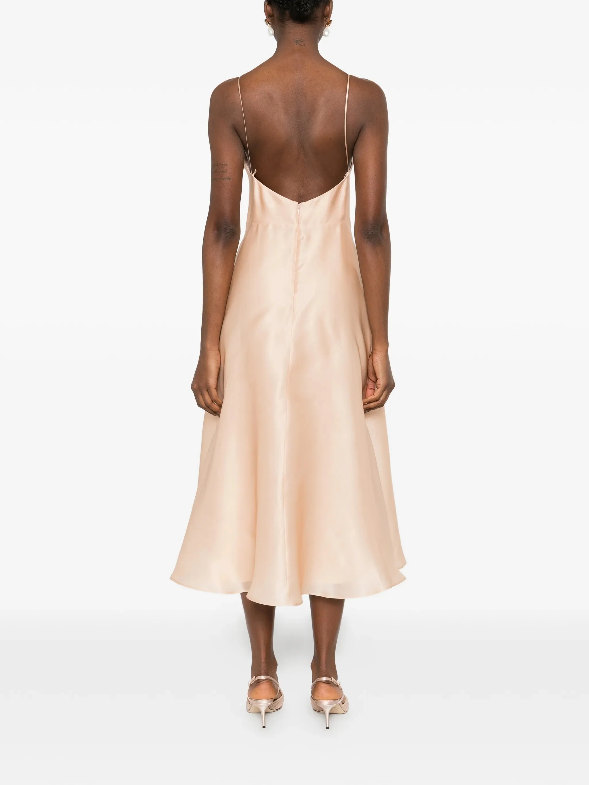 Light Peach Abito Midi Silk Dress - Image 4