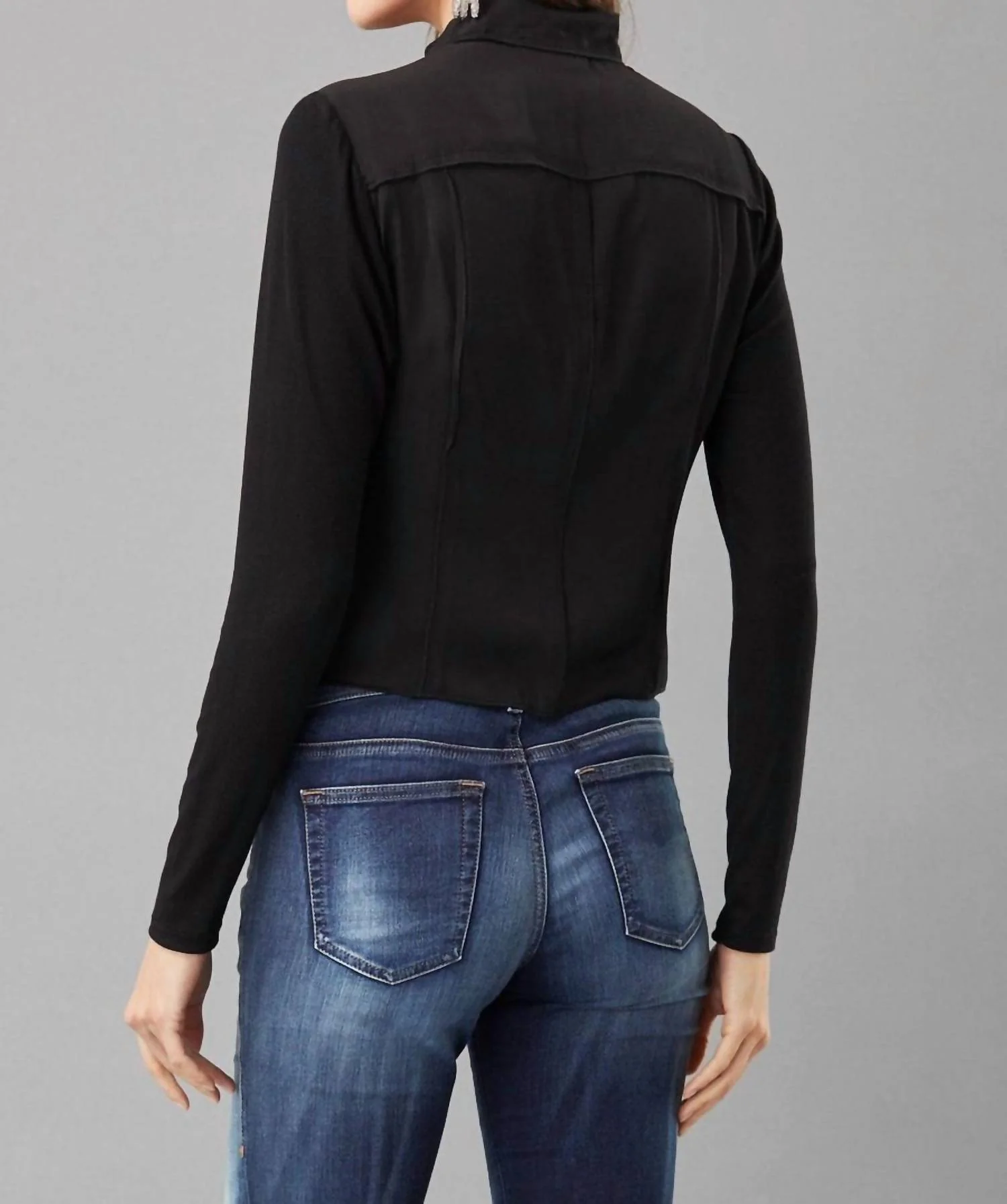 Lightweight Satin Utility Jacket In Black - Image 2