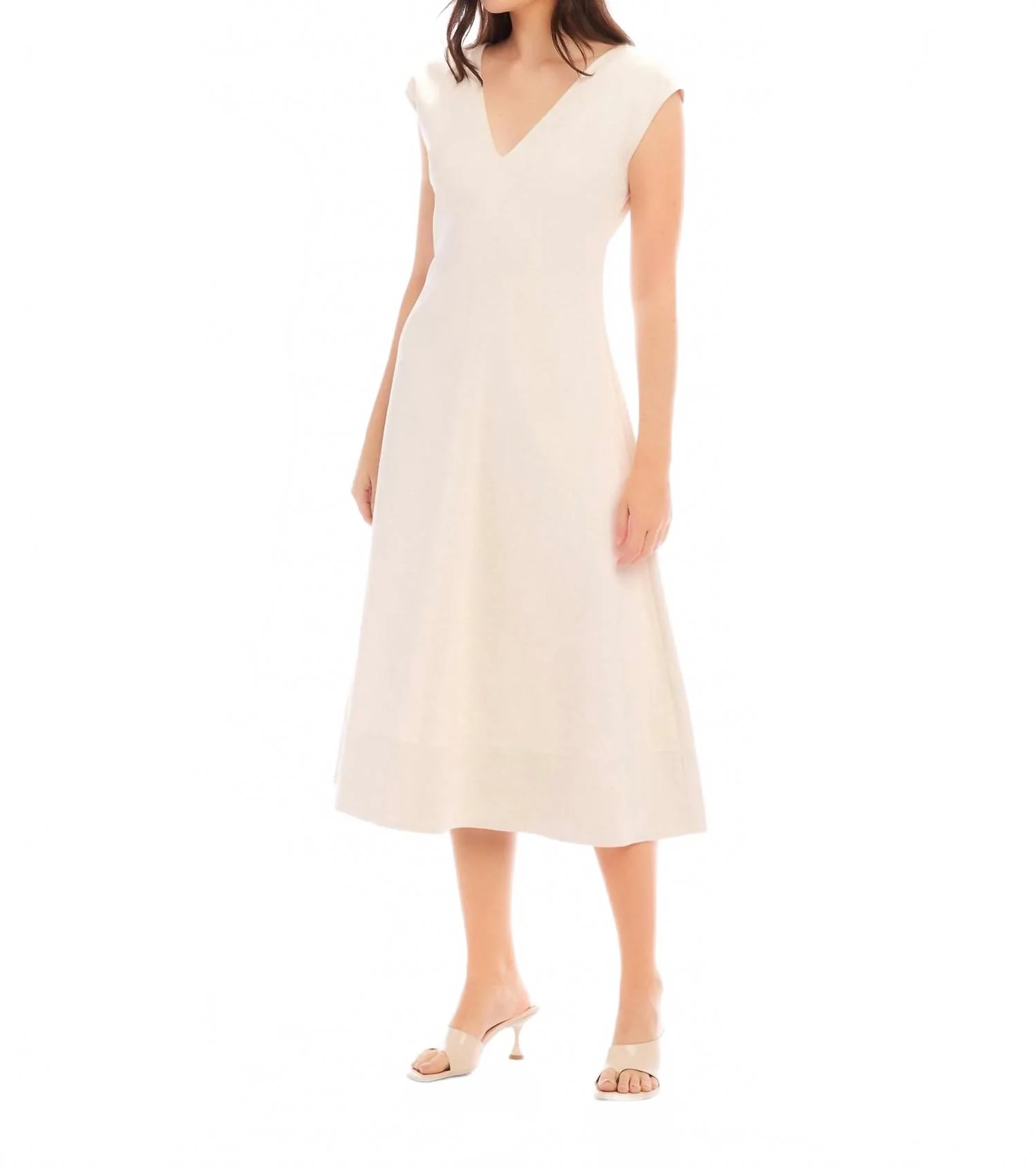 Lilia A Line Midi Dress In Natural - Image 3