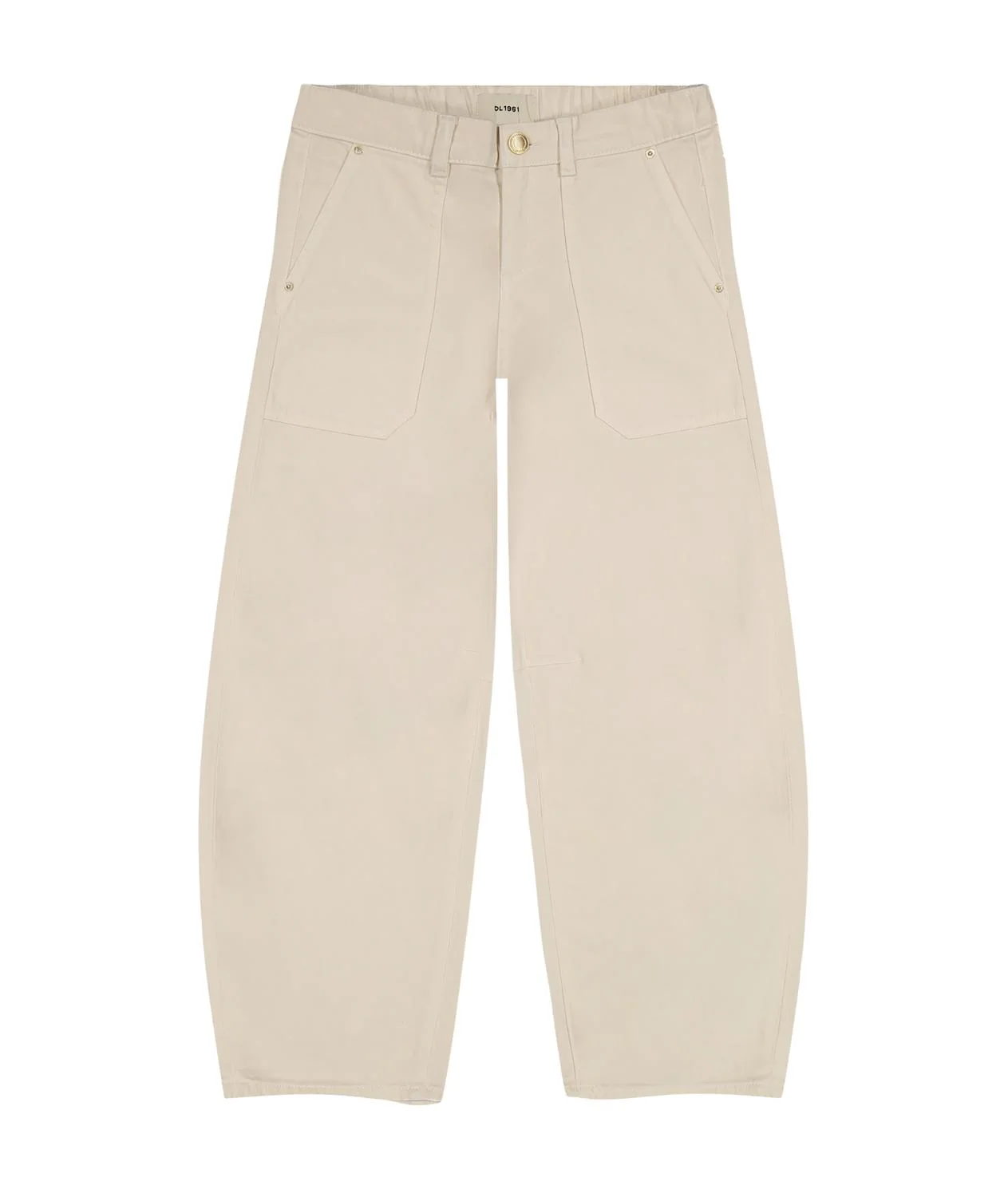 Lilia Flax Pull On Barrel Leg Jeans In Ivory - Image 2