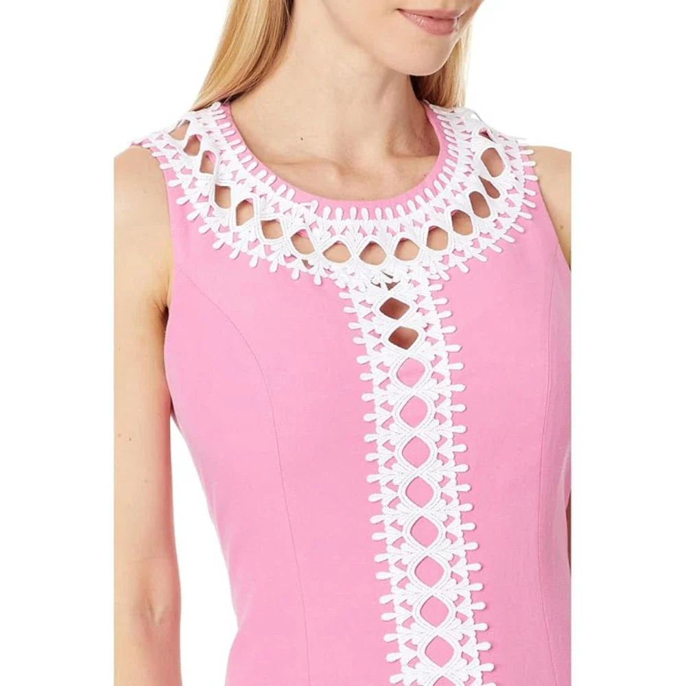 Lilly Pulitzer Mila Shift Dress Women Confetti Pink Cotton Scoop Neck FROG353 - Image 3