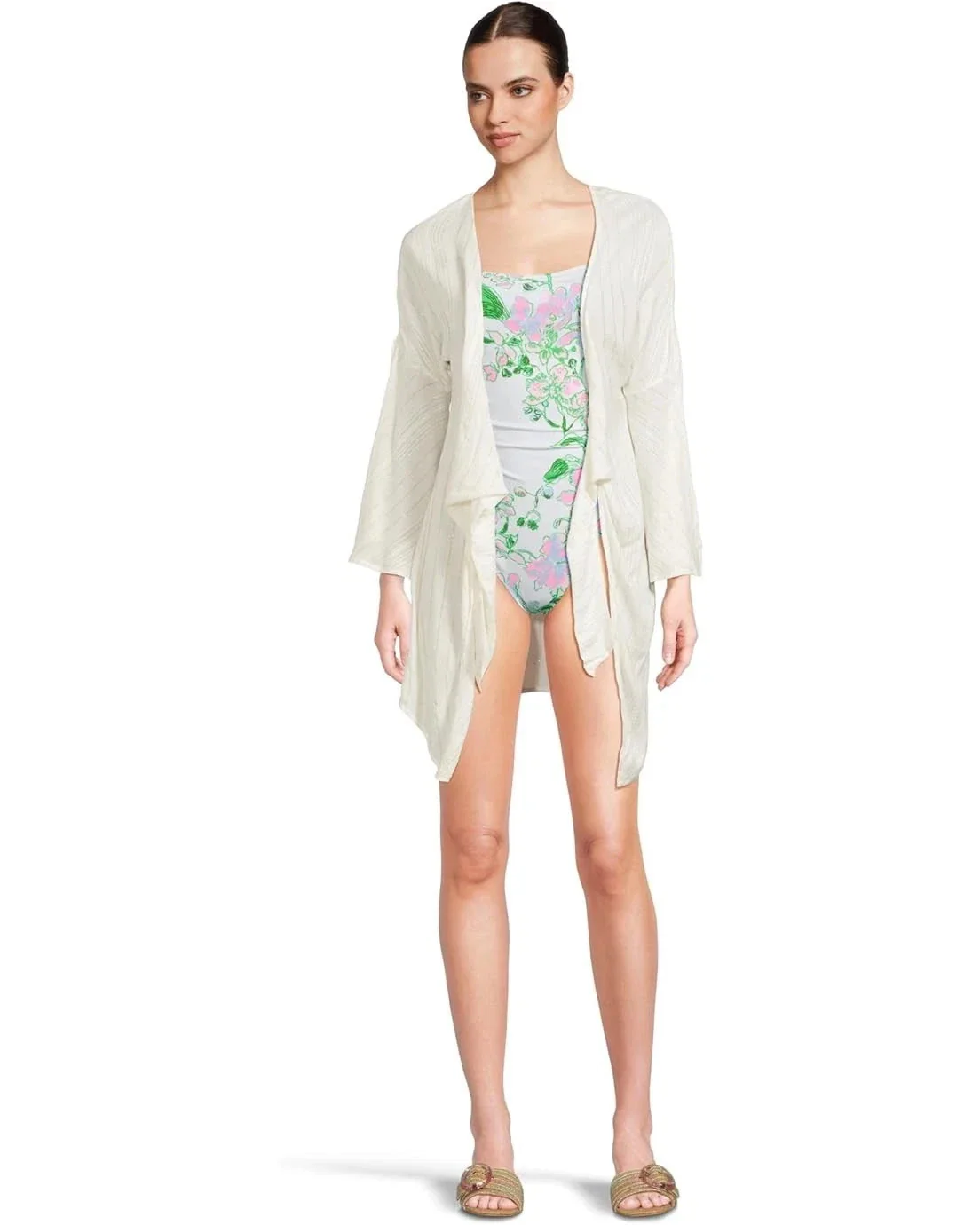 Lilly Pulitzer Napili Swimsuits Women's White Floral Ruched One-Piece GBO1863 - Image 4