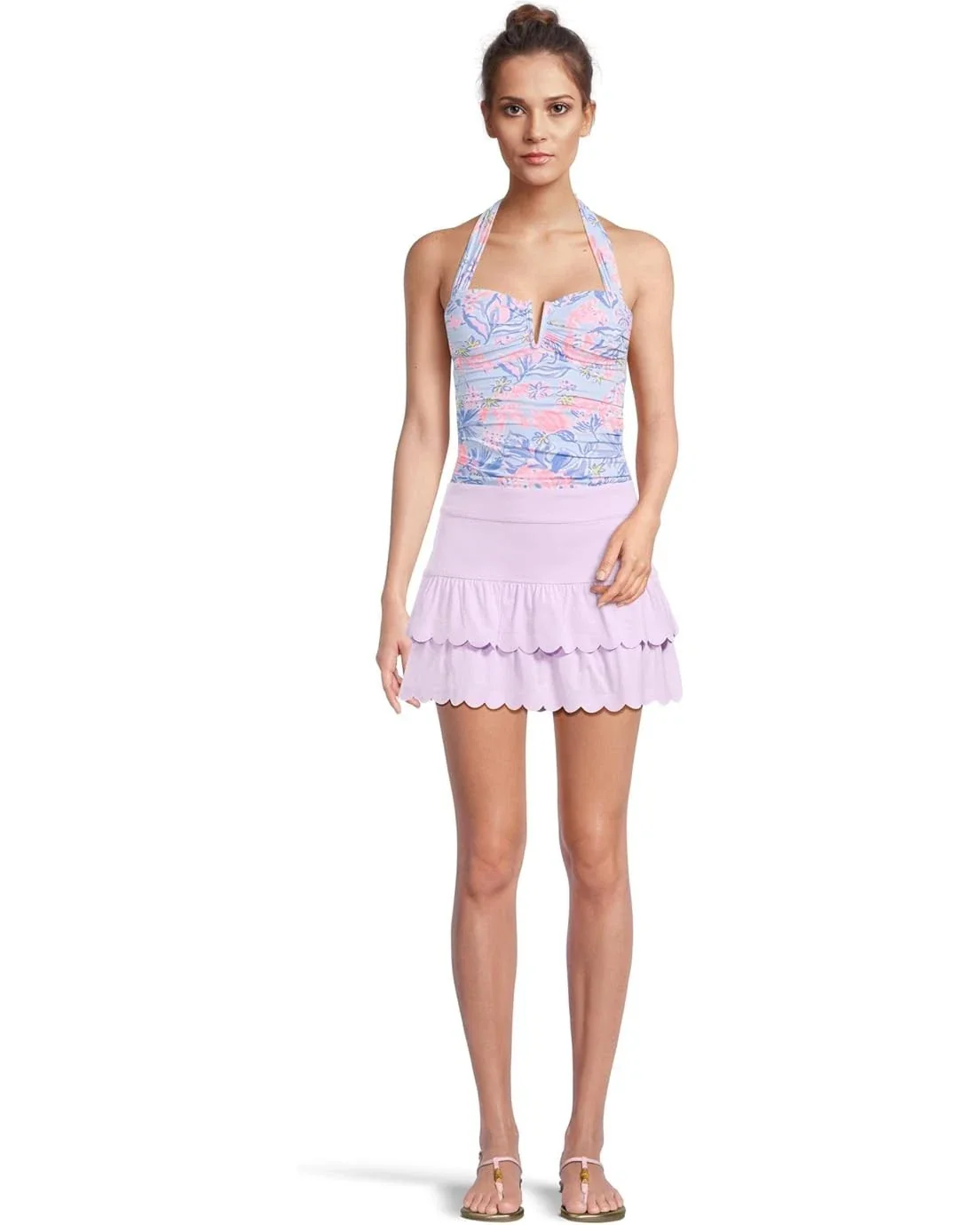 Lilly Pulitzer Peggi Tankini Top Women's Multi Floral Tie Back Halter JDM2549 - Image 4