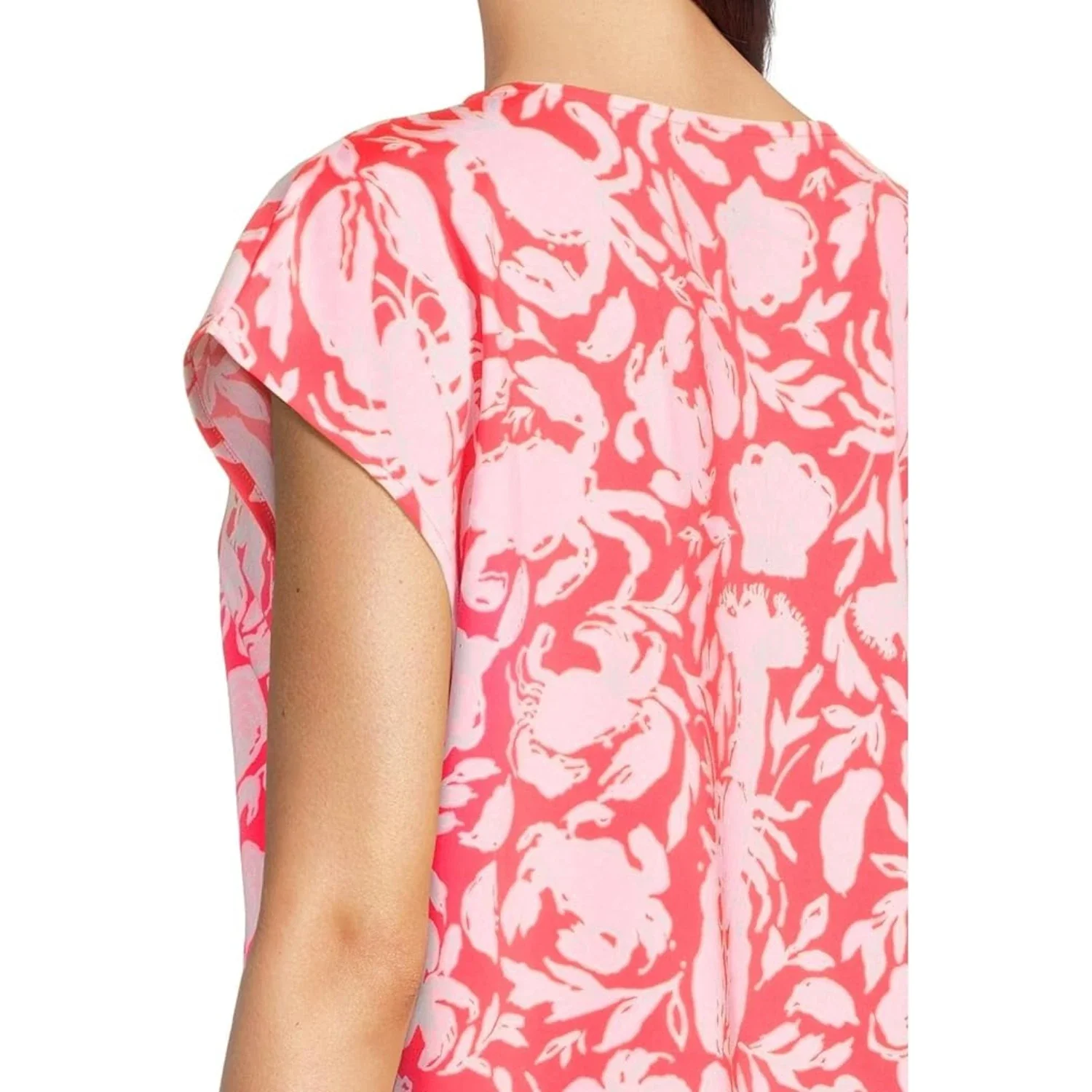 Lilly Pulitzer Talli Cover Up Women's Cane Coral Crab Collab V-Neck DDR2178 - Image 4