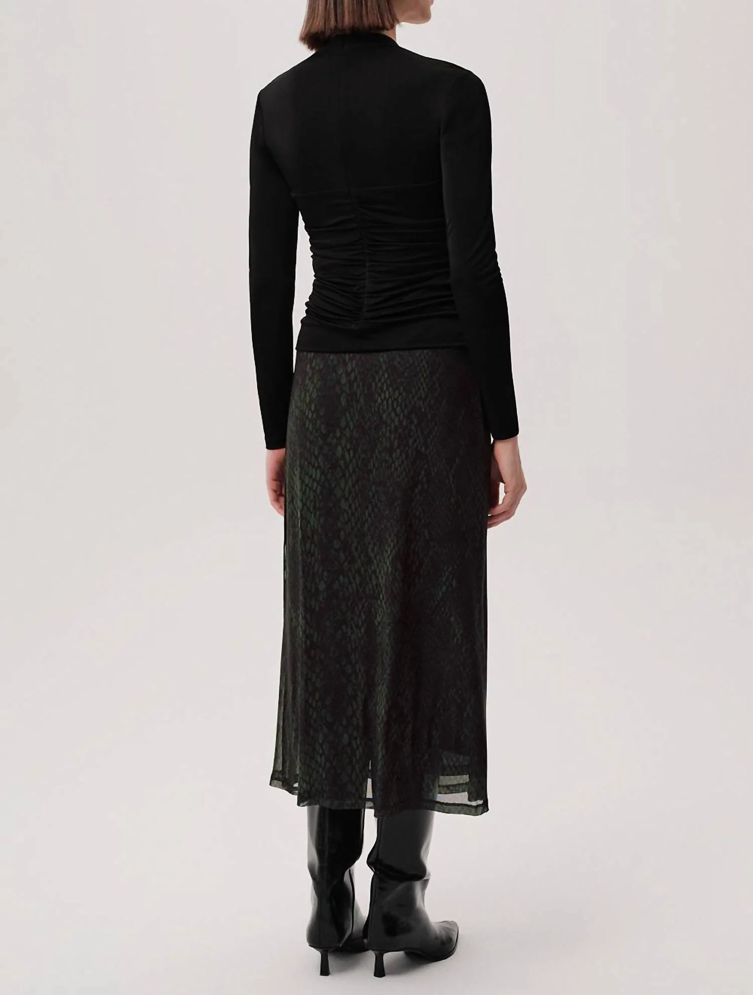 Linda K. Midi Skirt In Green-Black - Image 2