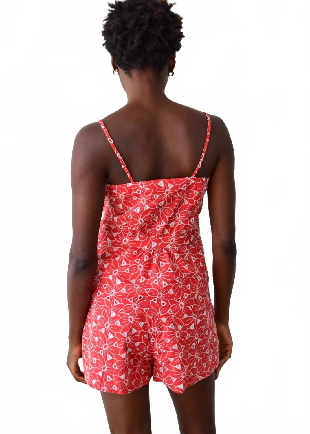 Lindsey Floral Eyelet Top In Red - Image 2