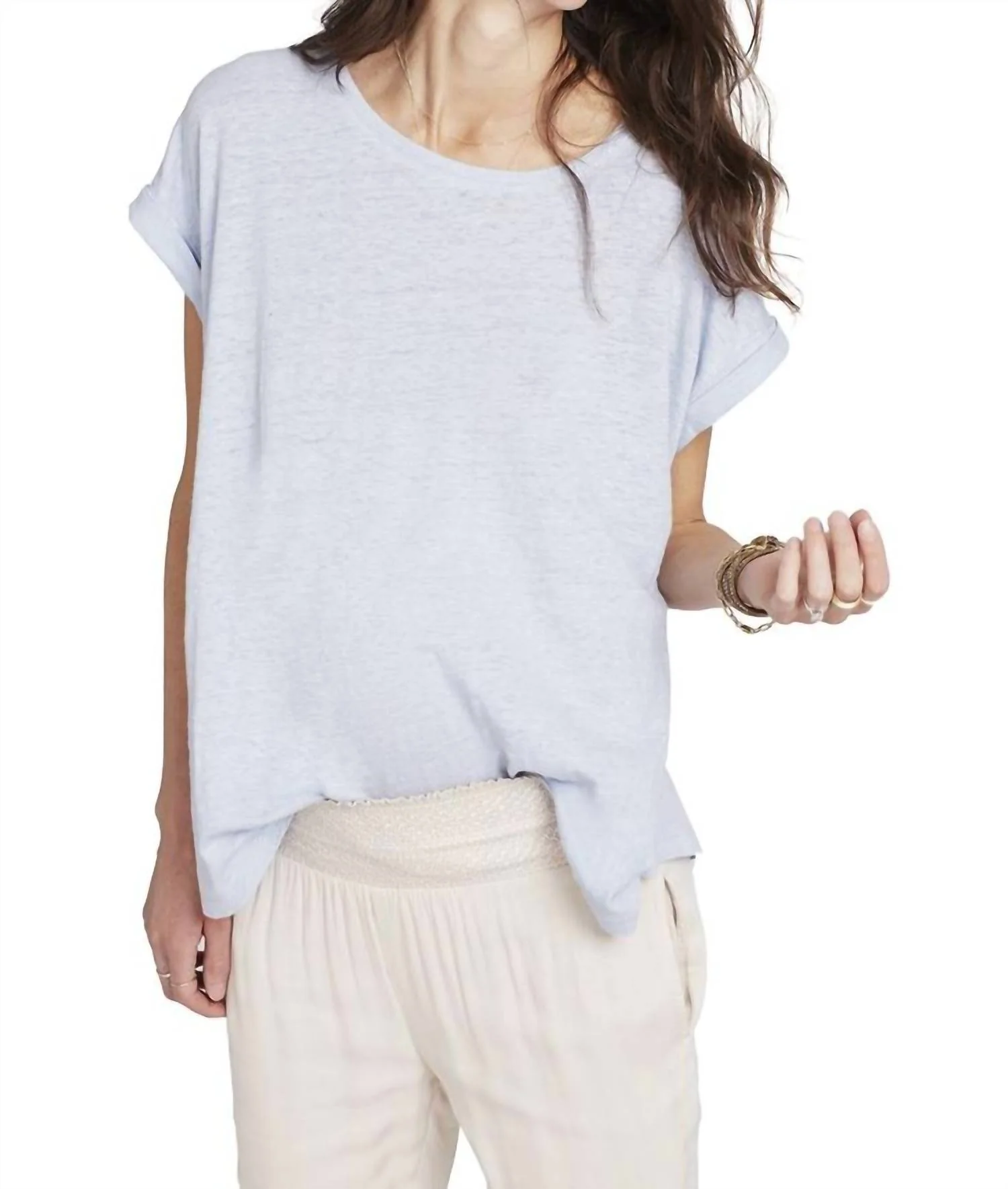 Linen Circle Short Sleeve Tee In Cloud Blue