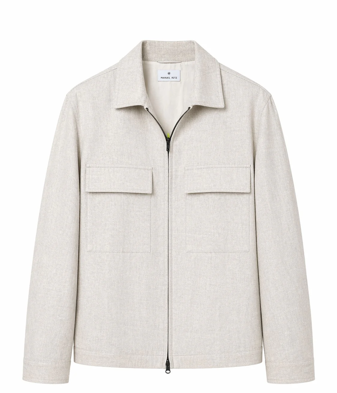 Linen Front Zip Classic Collar Jacket