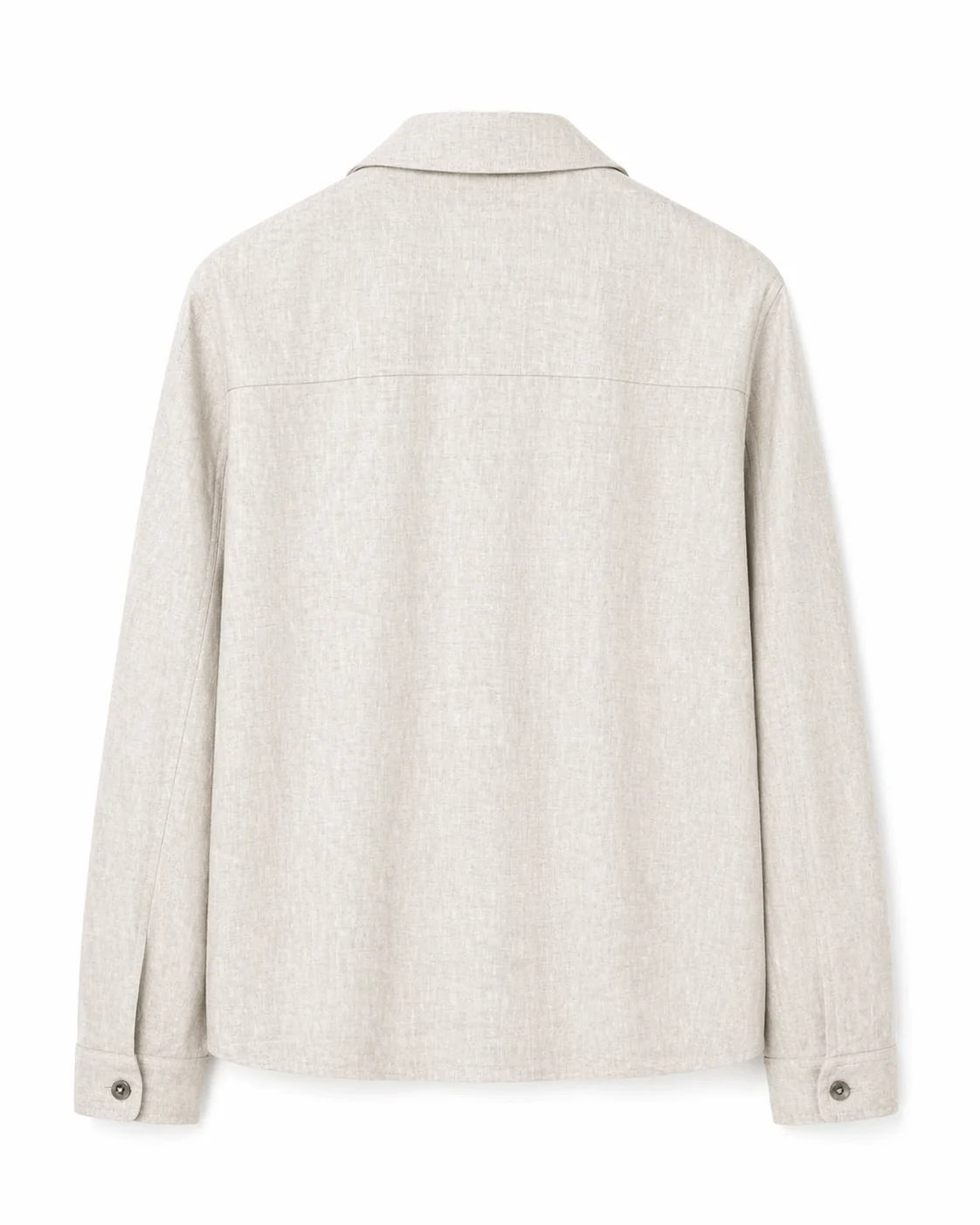 Linen Front Zip Classic Collar Jacket - Image 2