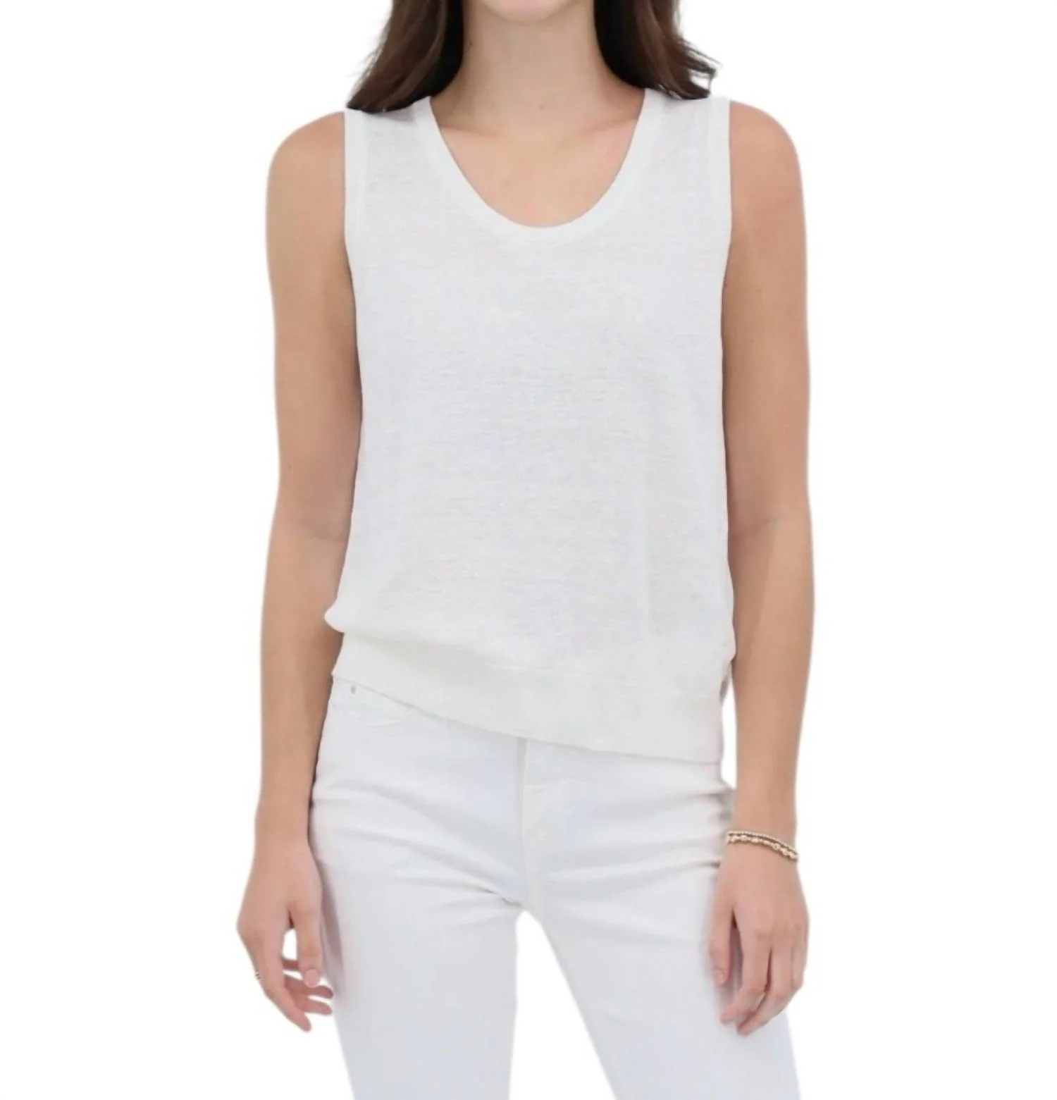 Linen Tank In White