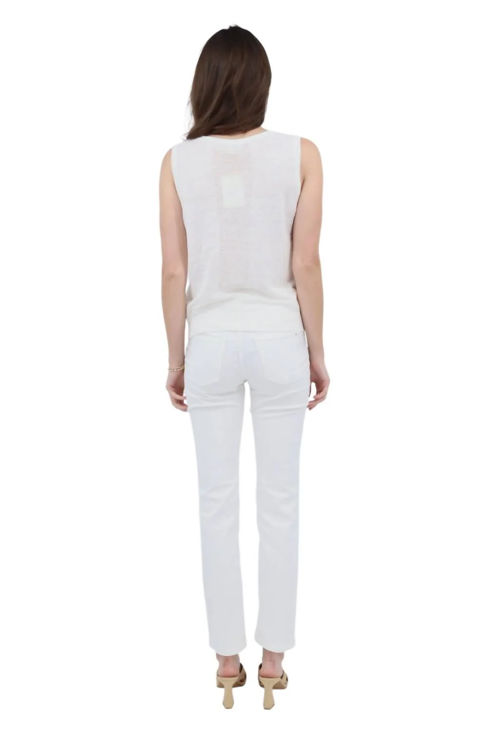 Linen Tank In White - Image 2