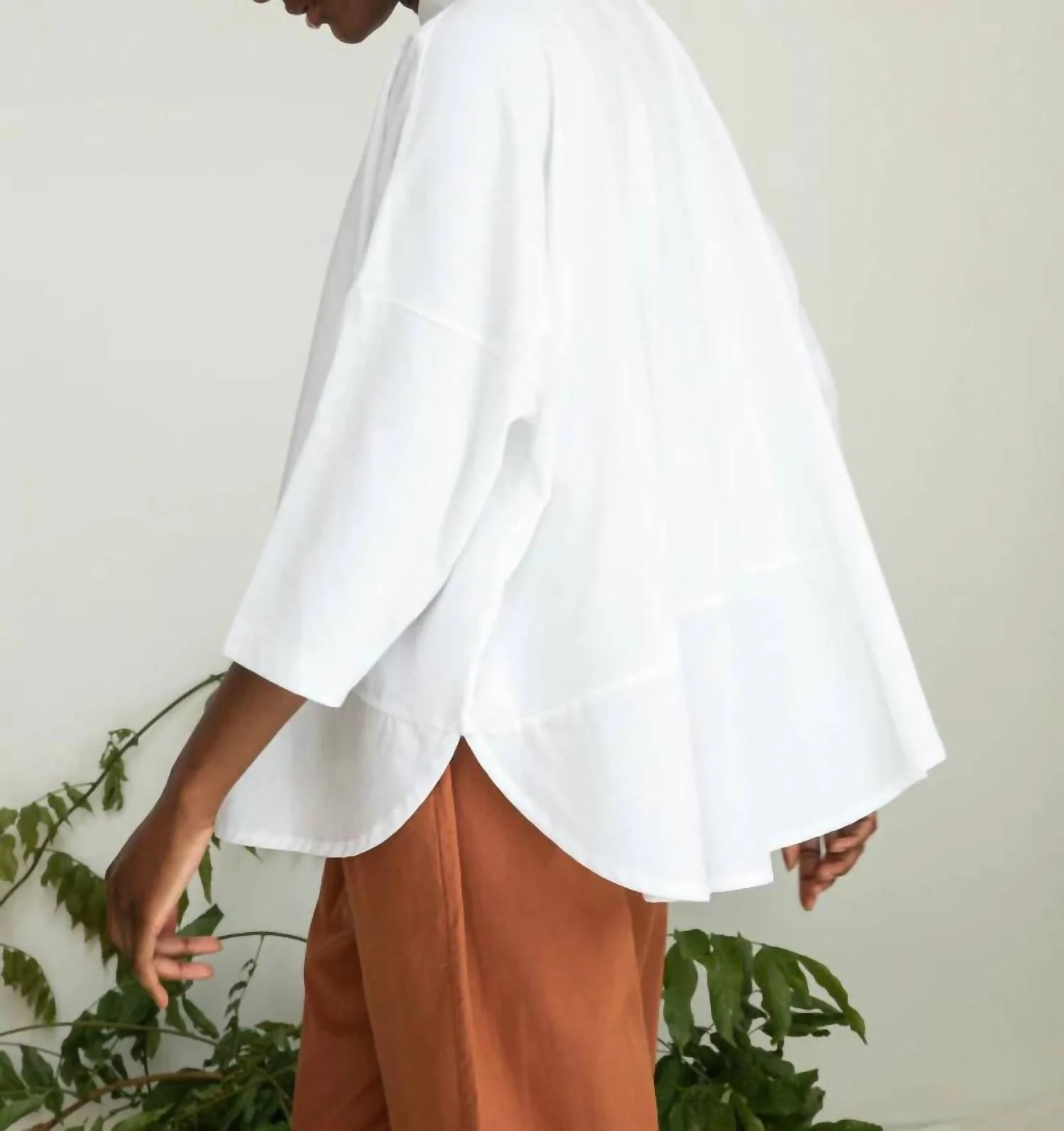 Lissie Sue Mixed Cotton Button Down Shirt In White - Image 3