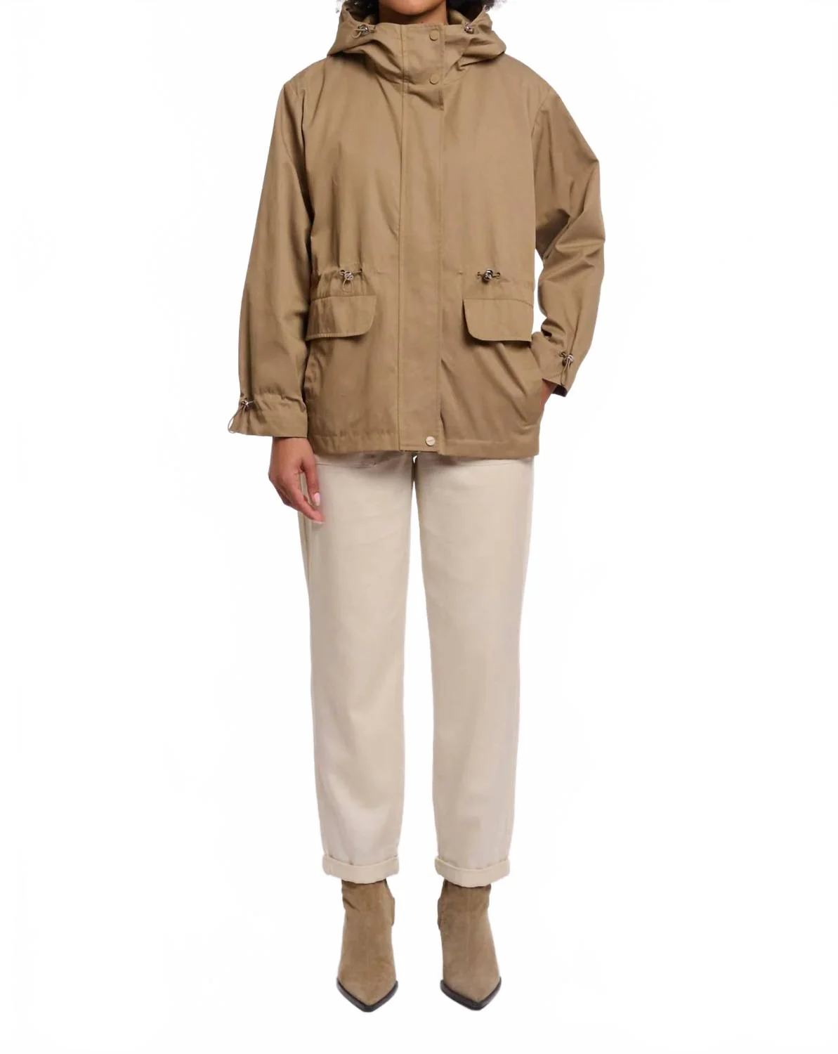 Liya Parka With Hoodie In Dark Olive - Image 4