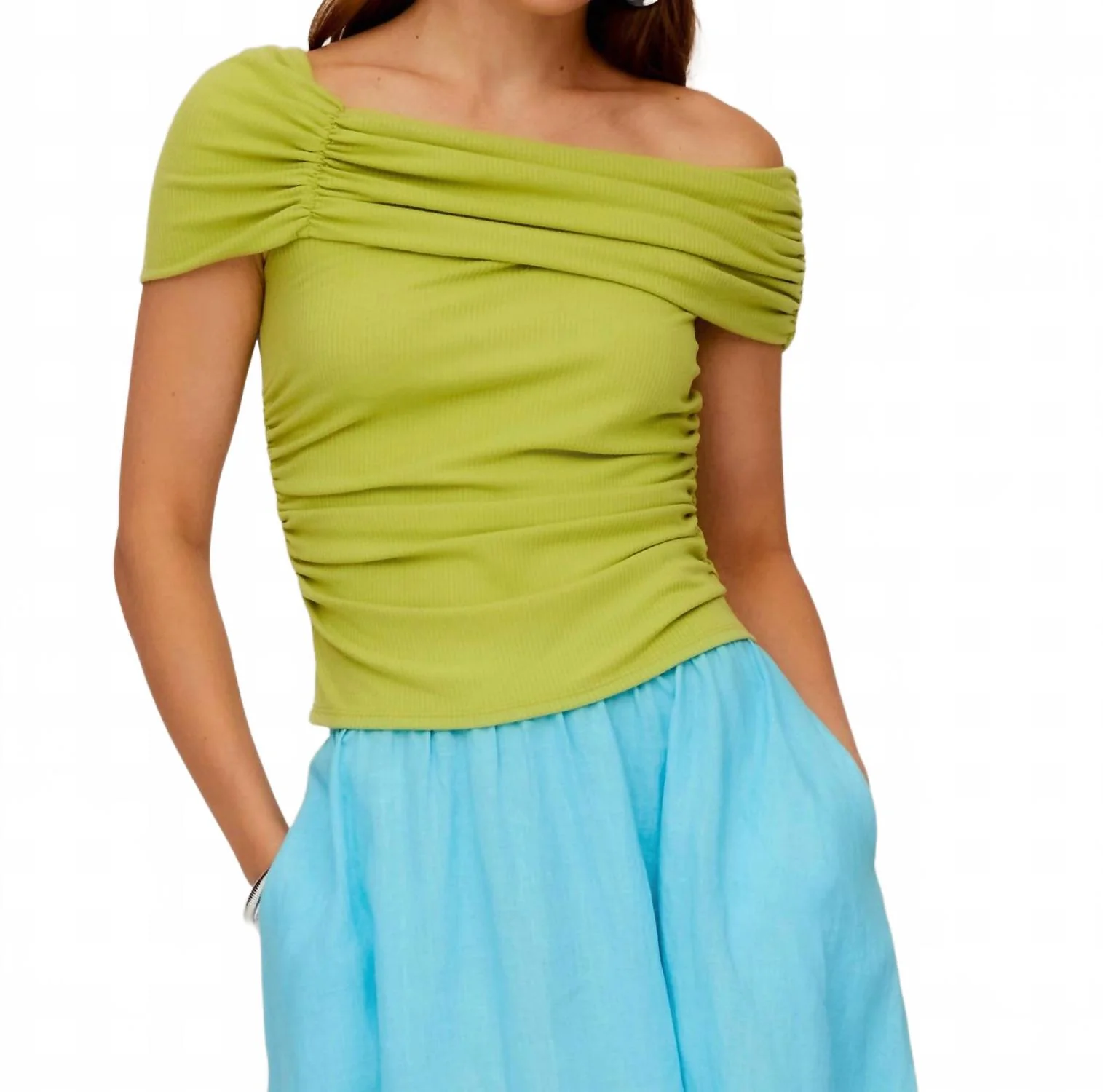 Lizzie One Shoulder Top In Citrine - Image 4