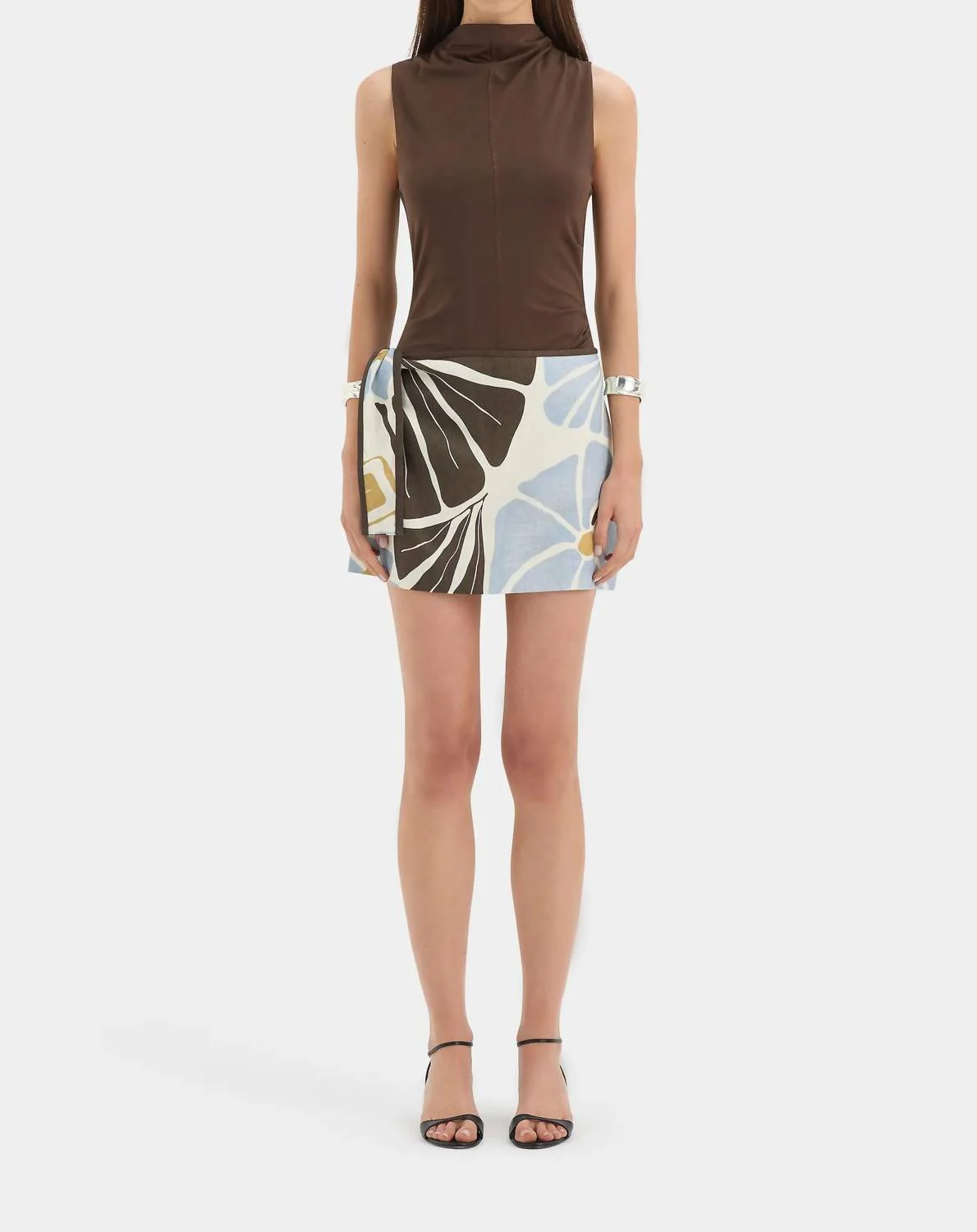 Lola Tie Mini Skirt In Fiorello Verde - Image 2