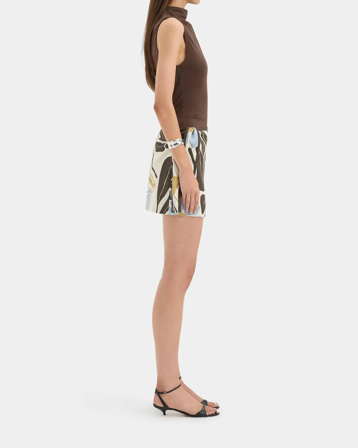 Lola Tie Mini Skirt In Fiorello Verde - Image 4