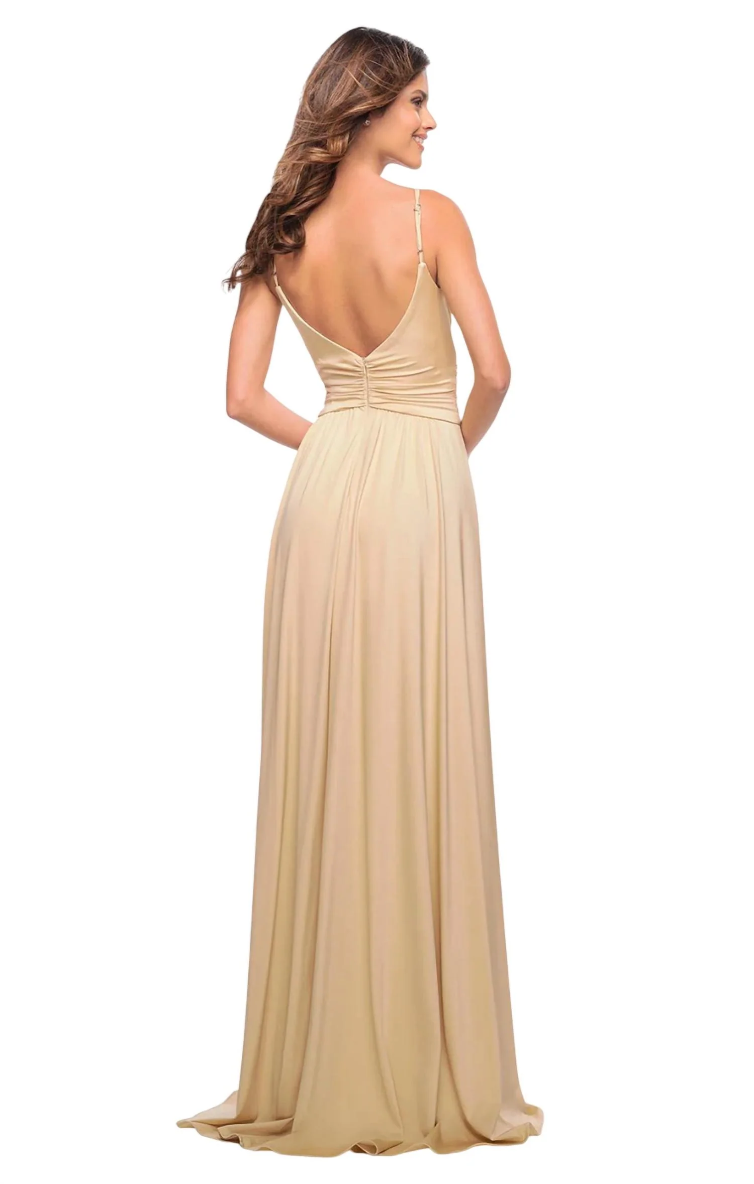 Long A-Line Gown In Light Gold - Image 3