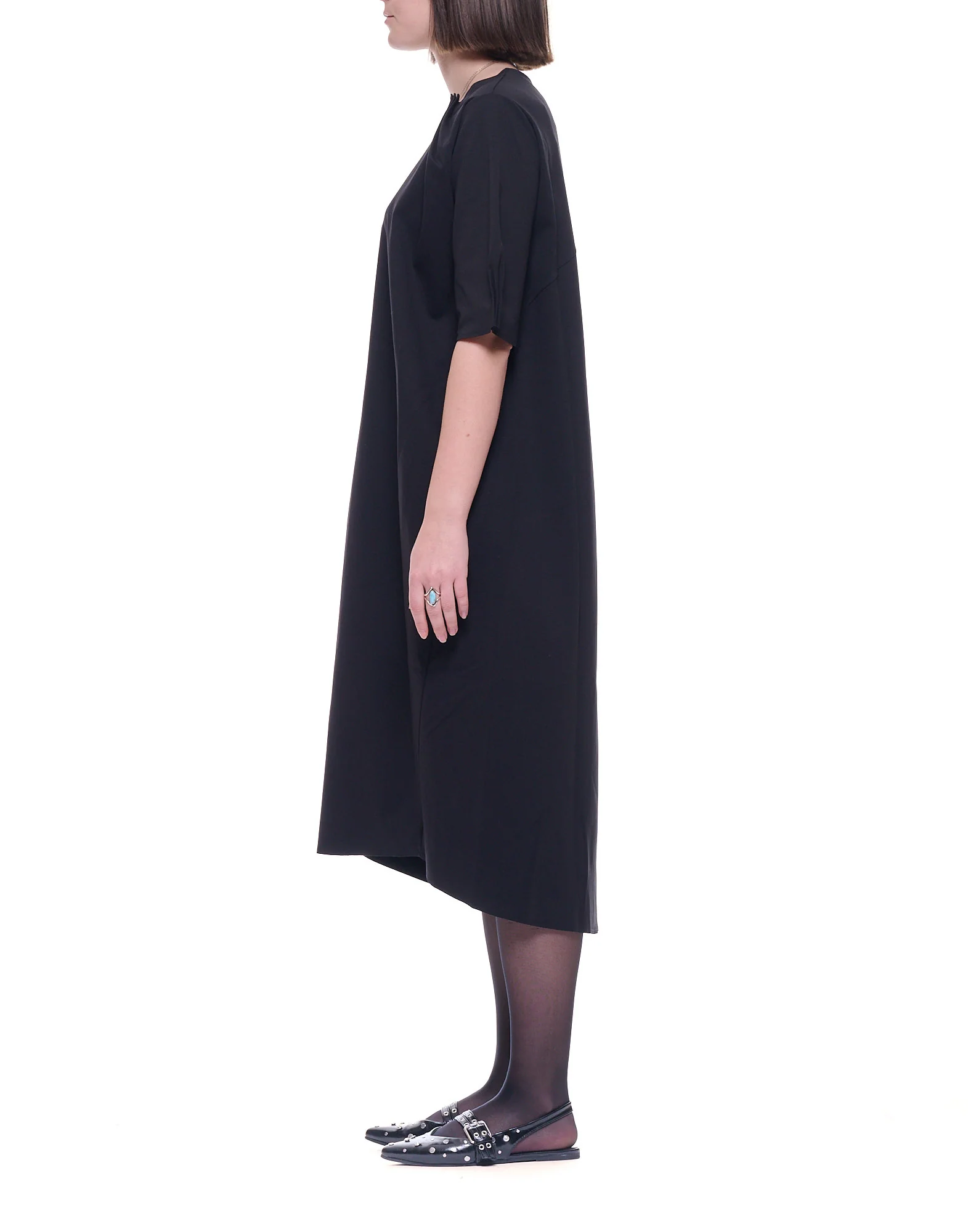 Long Crew Neck Cotton Blend Dress - Image 3