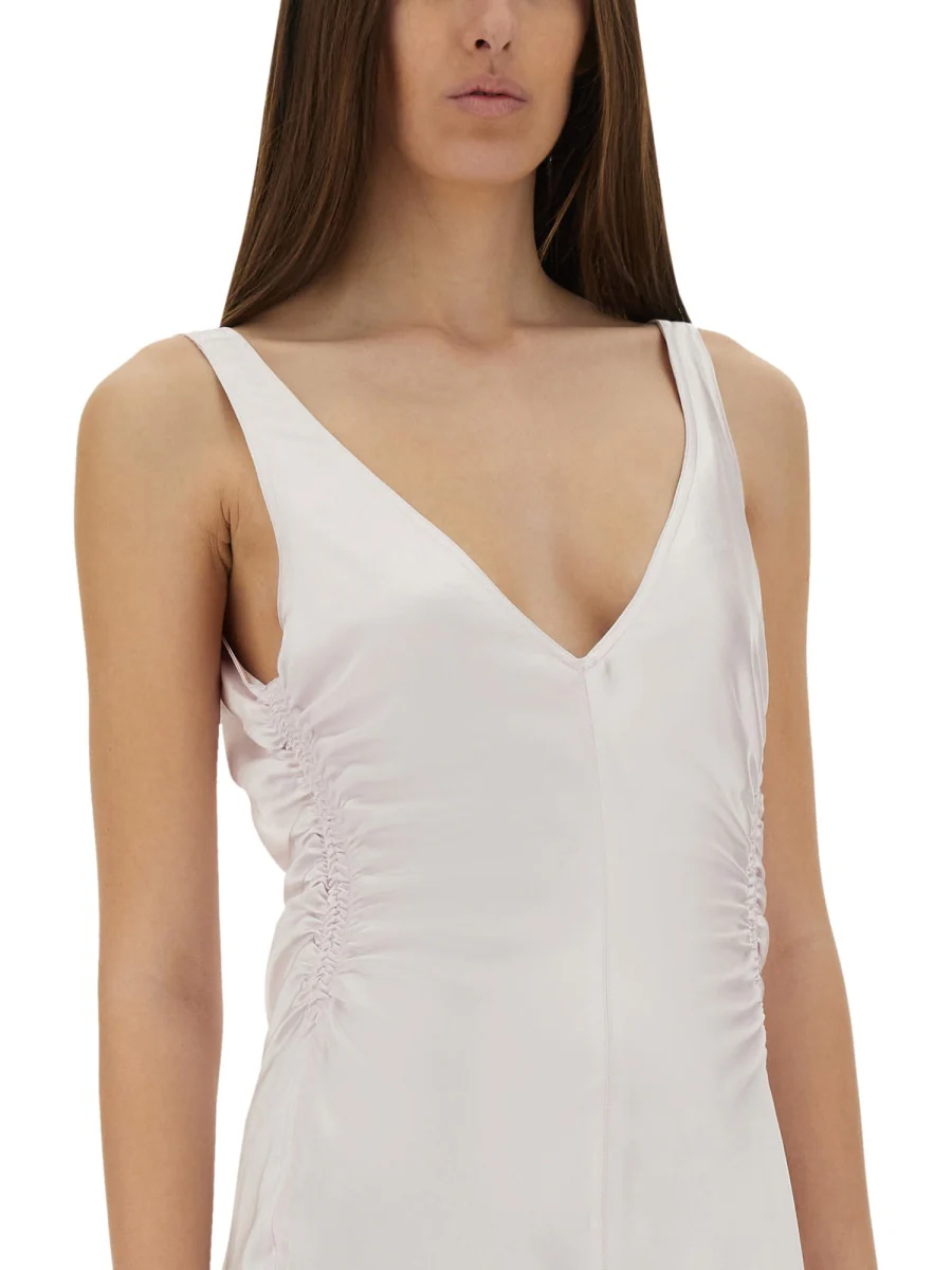 Long Dress With Deep V-Neckline And Flared Hem - Image 4