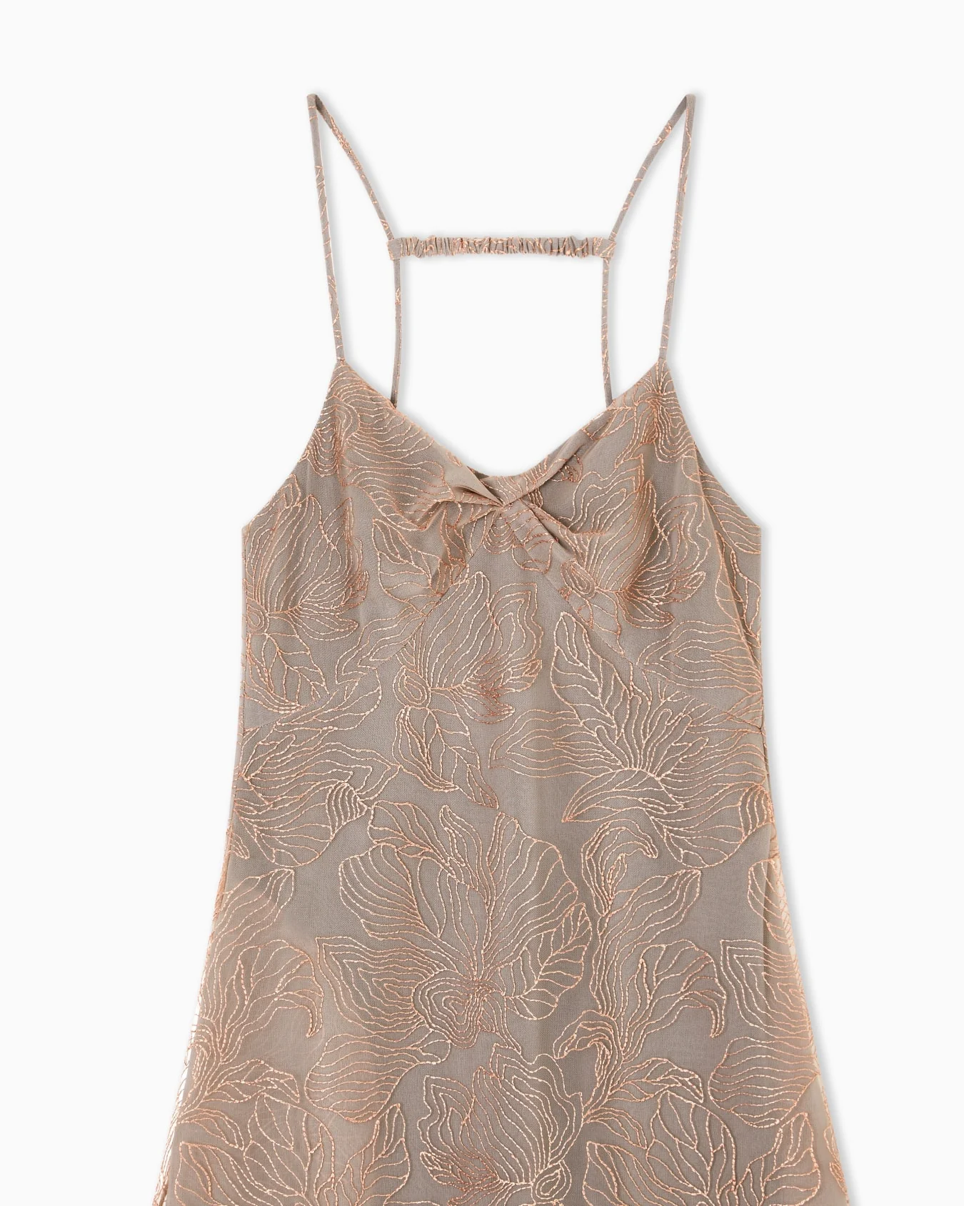 Long Embroidered Tulle V Neck Dress - Image 3