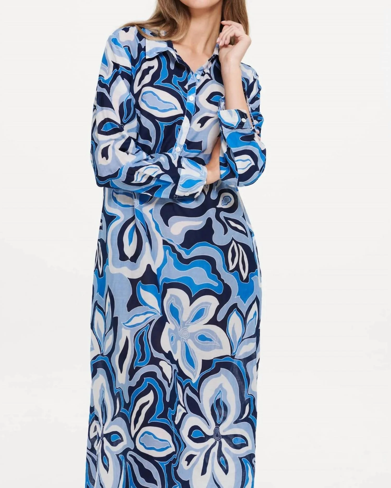 Long Gilli Dress In Copacabana Blue - Image 2