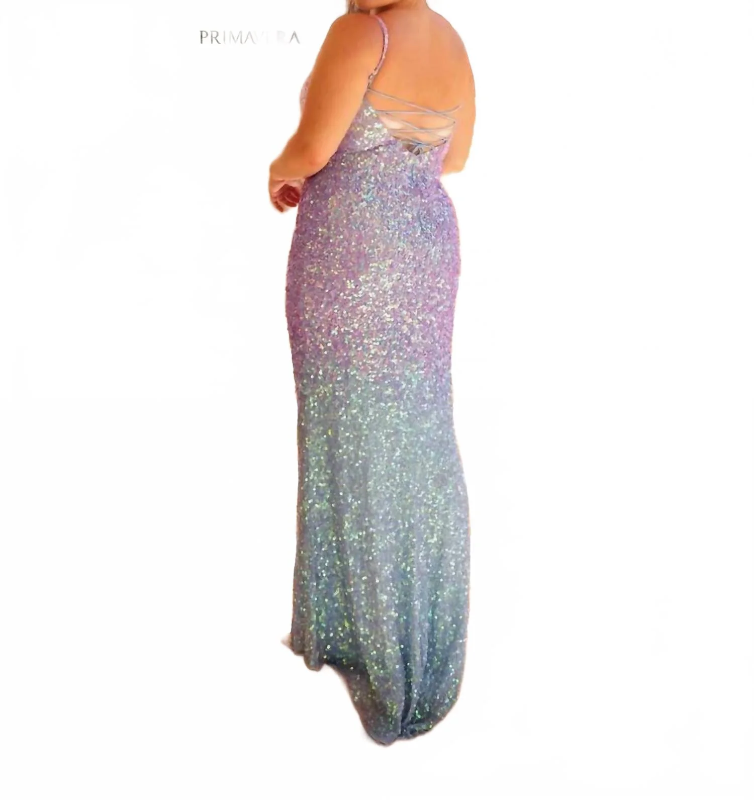 Long Sequin Prom Dress - Plus In Crystal Blue - Image 2