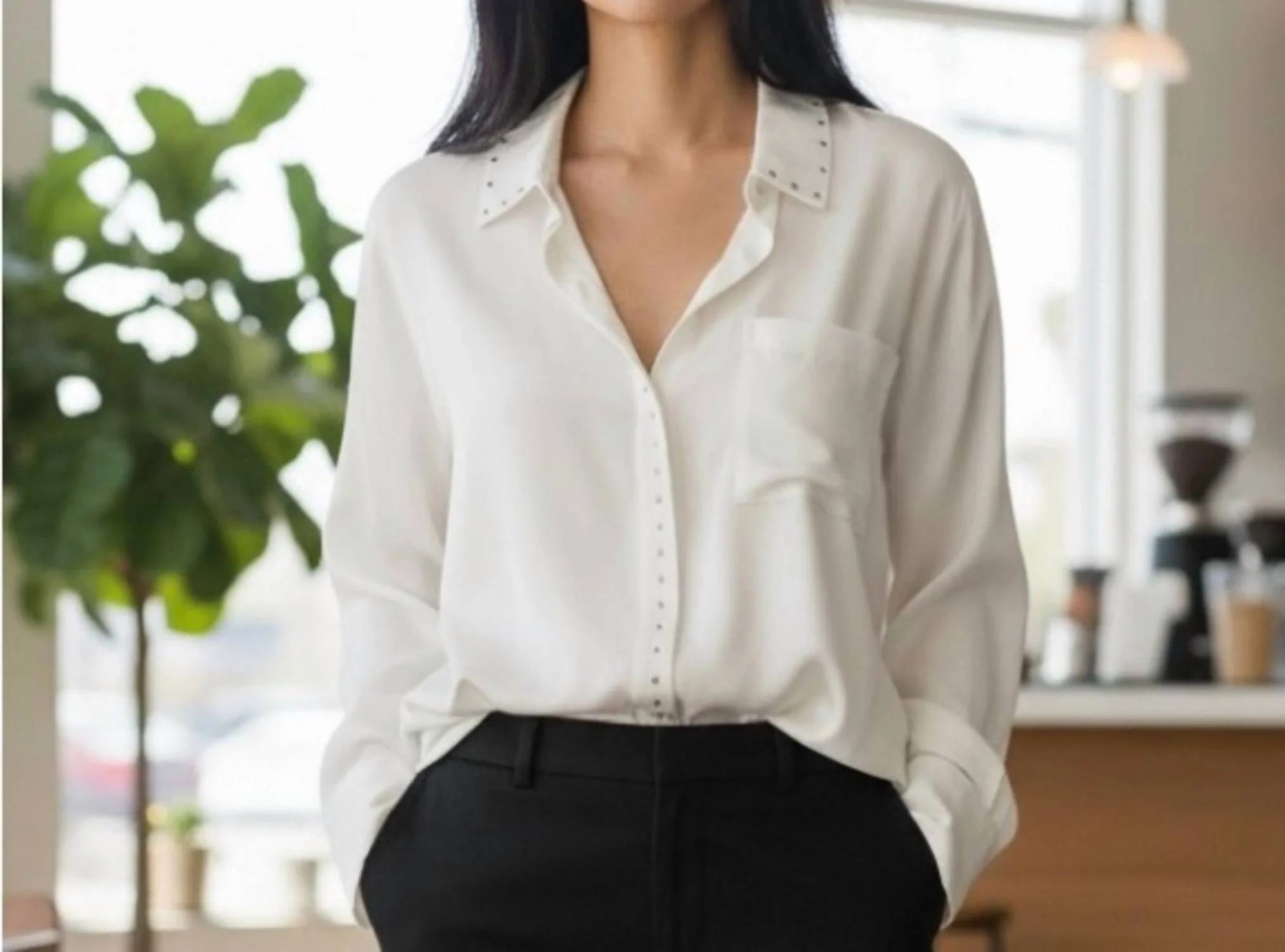 Long Sleeve Button Down Shirt In White