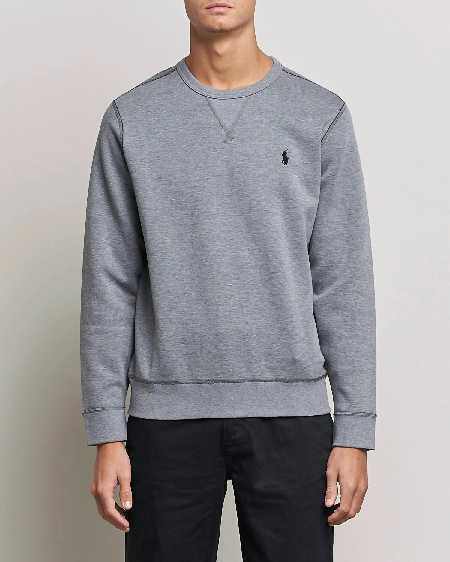 Long Sleeve Double Knit Jersey Pullover In Grey