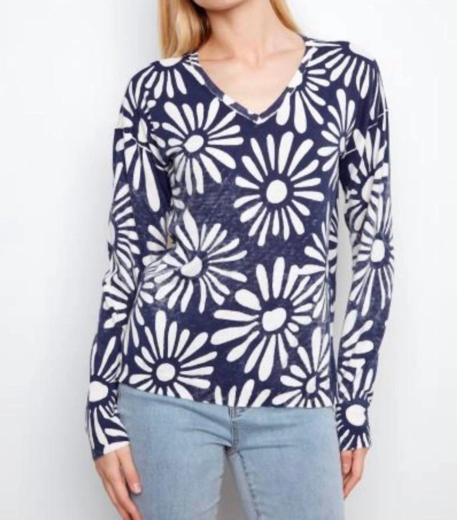 Long Sleeve Reversible Nautique Sweater In Blue