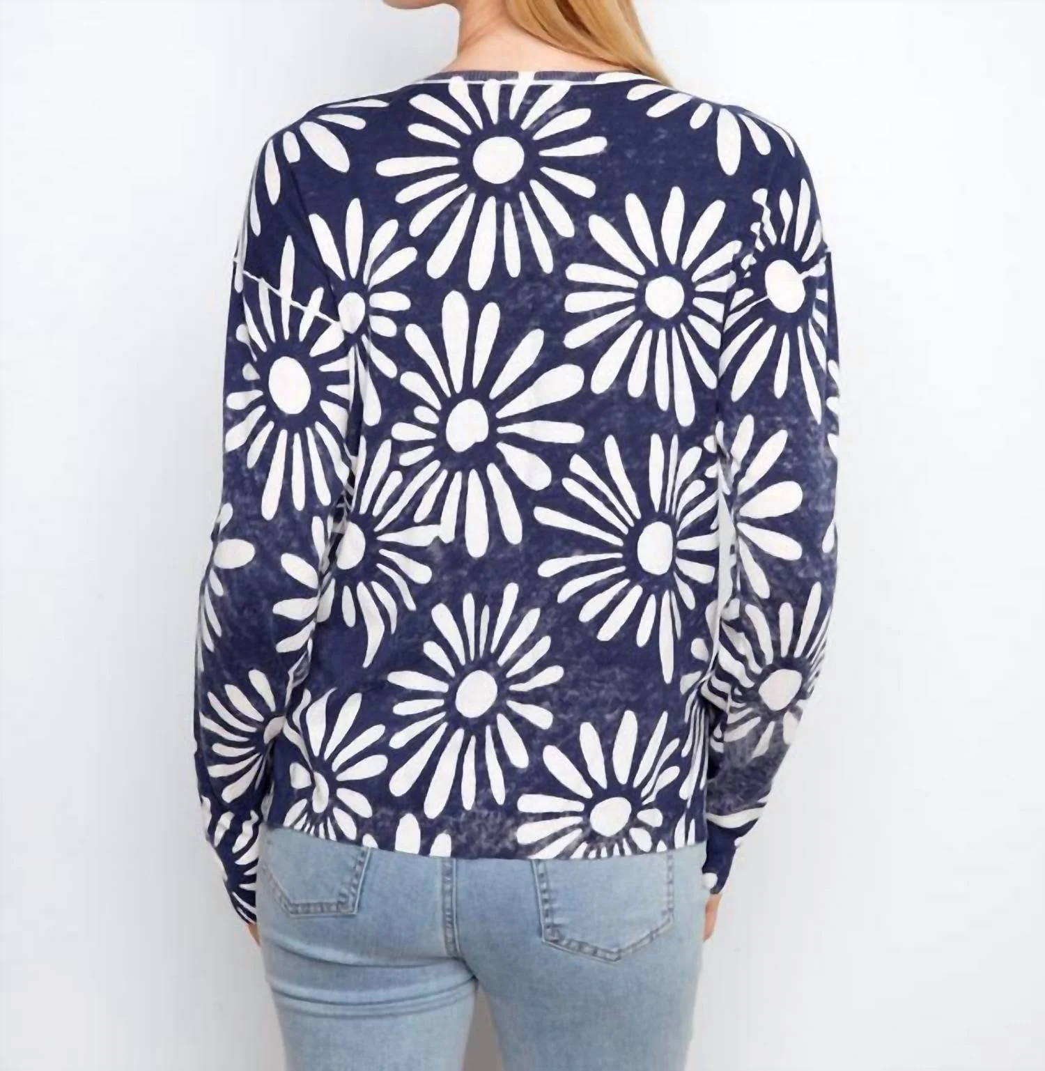 Long Sleeve Reversible Nautique Sweater In Blue - Image 2
