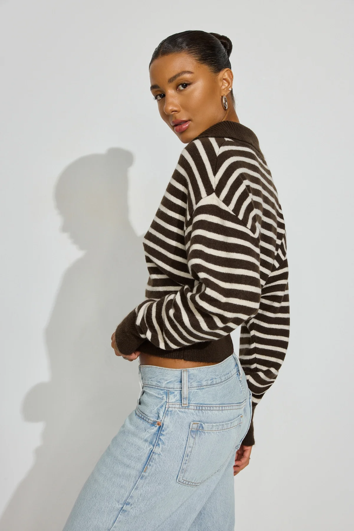 Long Sleeve Spongy Henley Sweater - Image 2