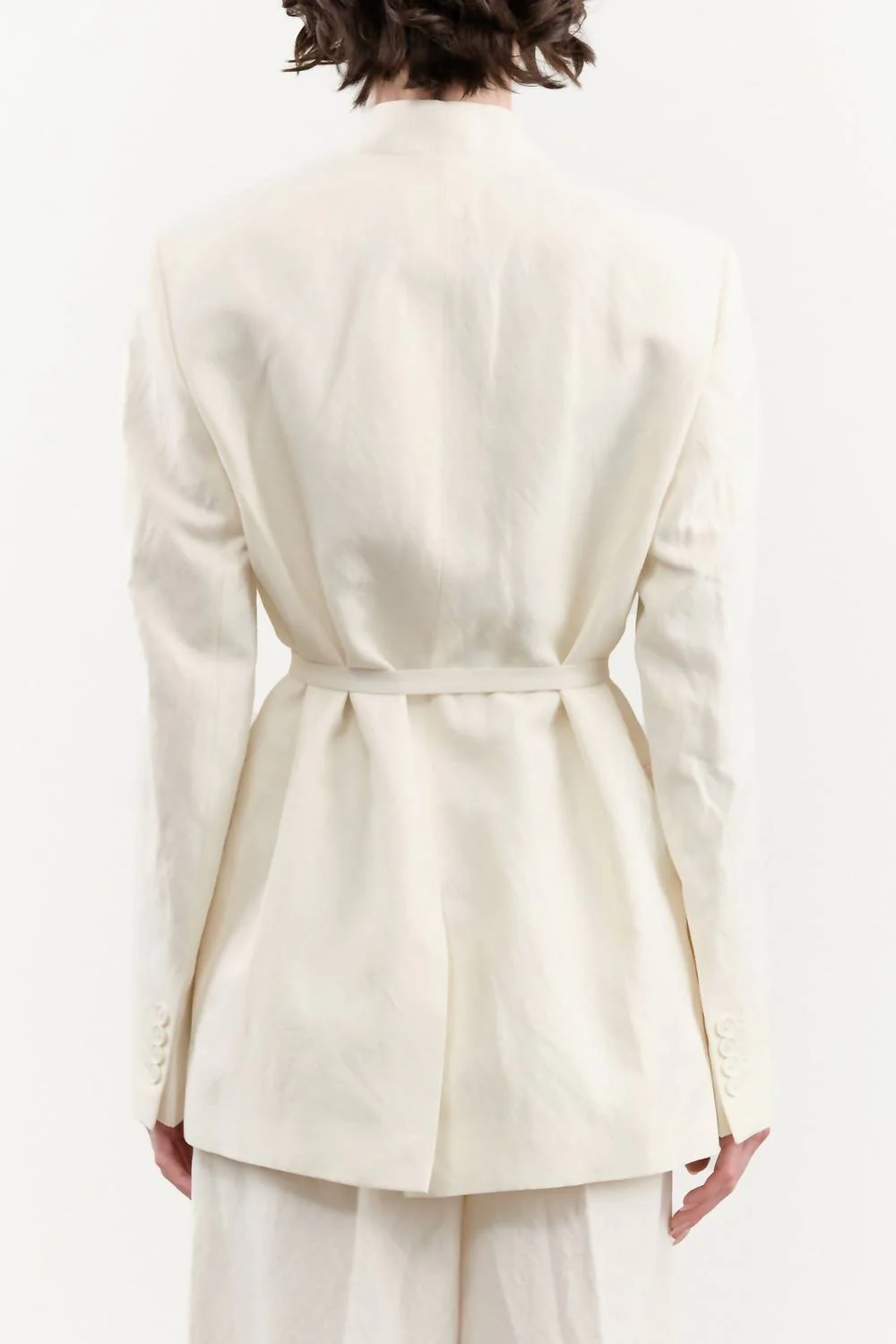 Long Sleeves Blazer With Additional Scarf In Off White - Image 4