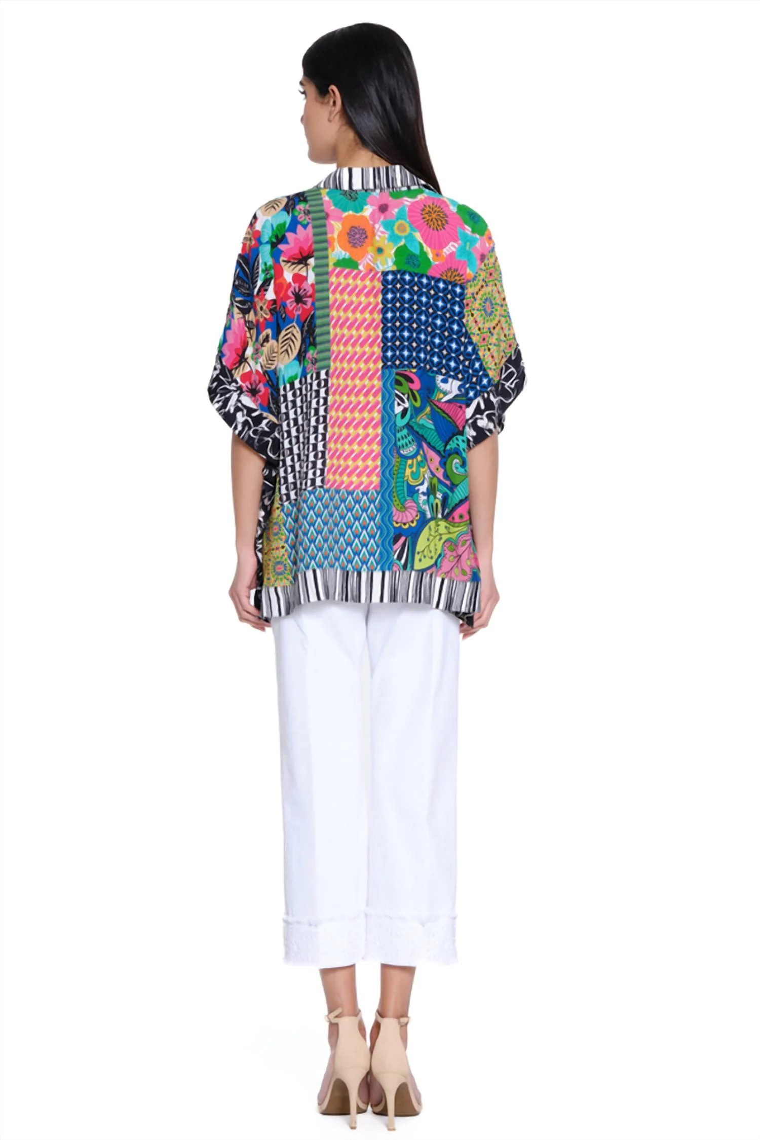 Loose Button Up Tunic In Multi - Image 2