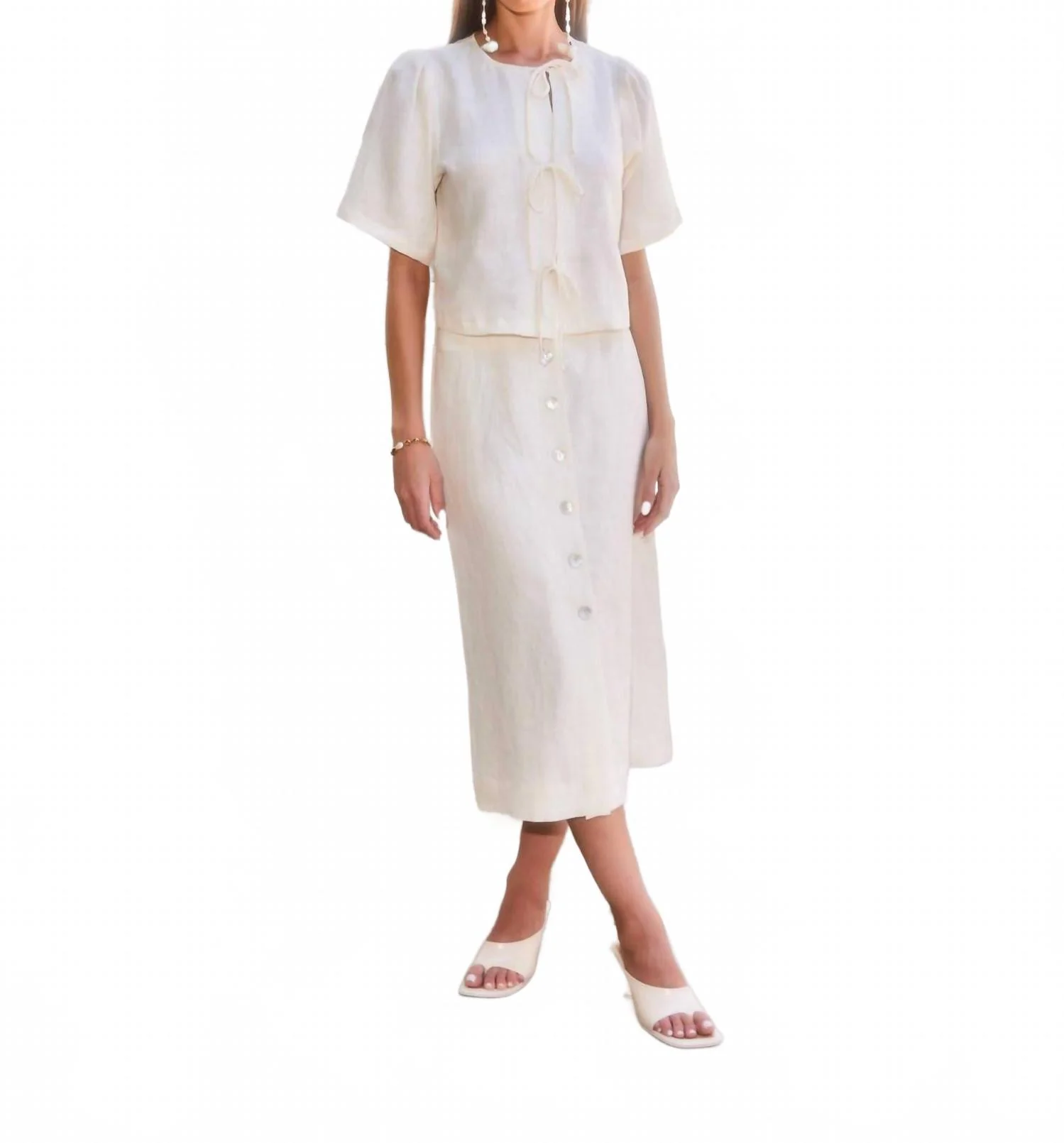 Lori Midi Skirt In Ecru - Image 4