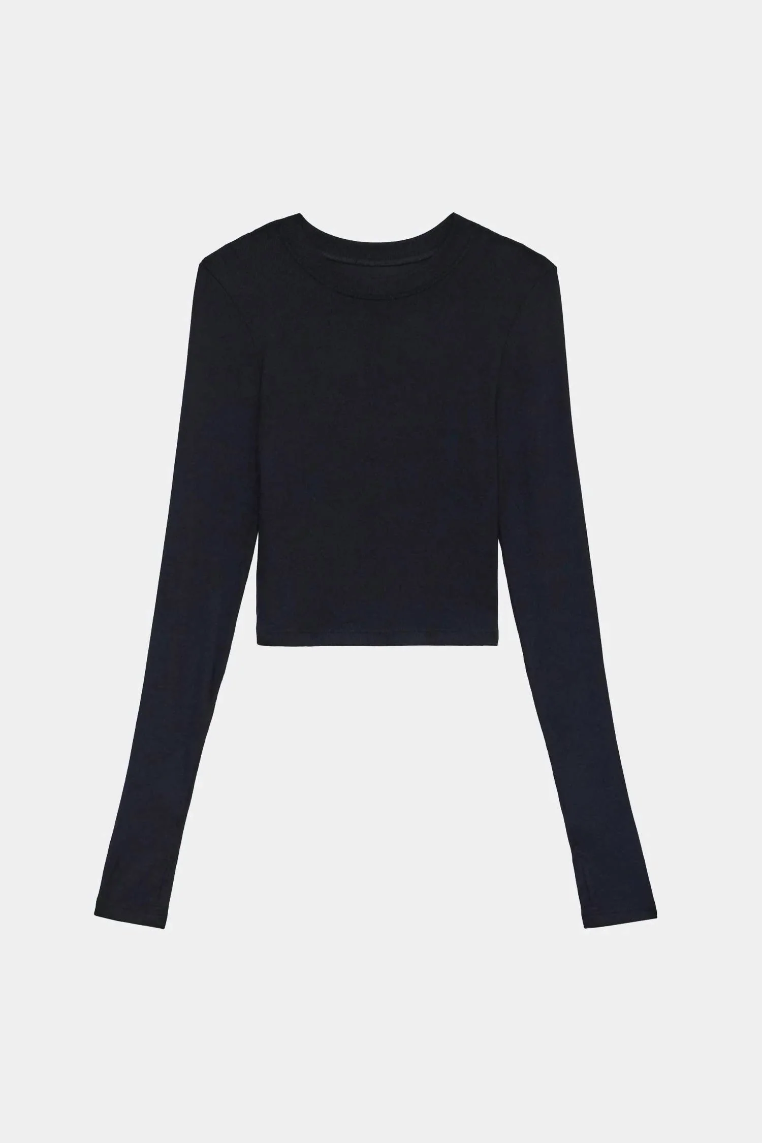 Louise Rib Long Sleeve Crop Top In Black - Image 3