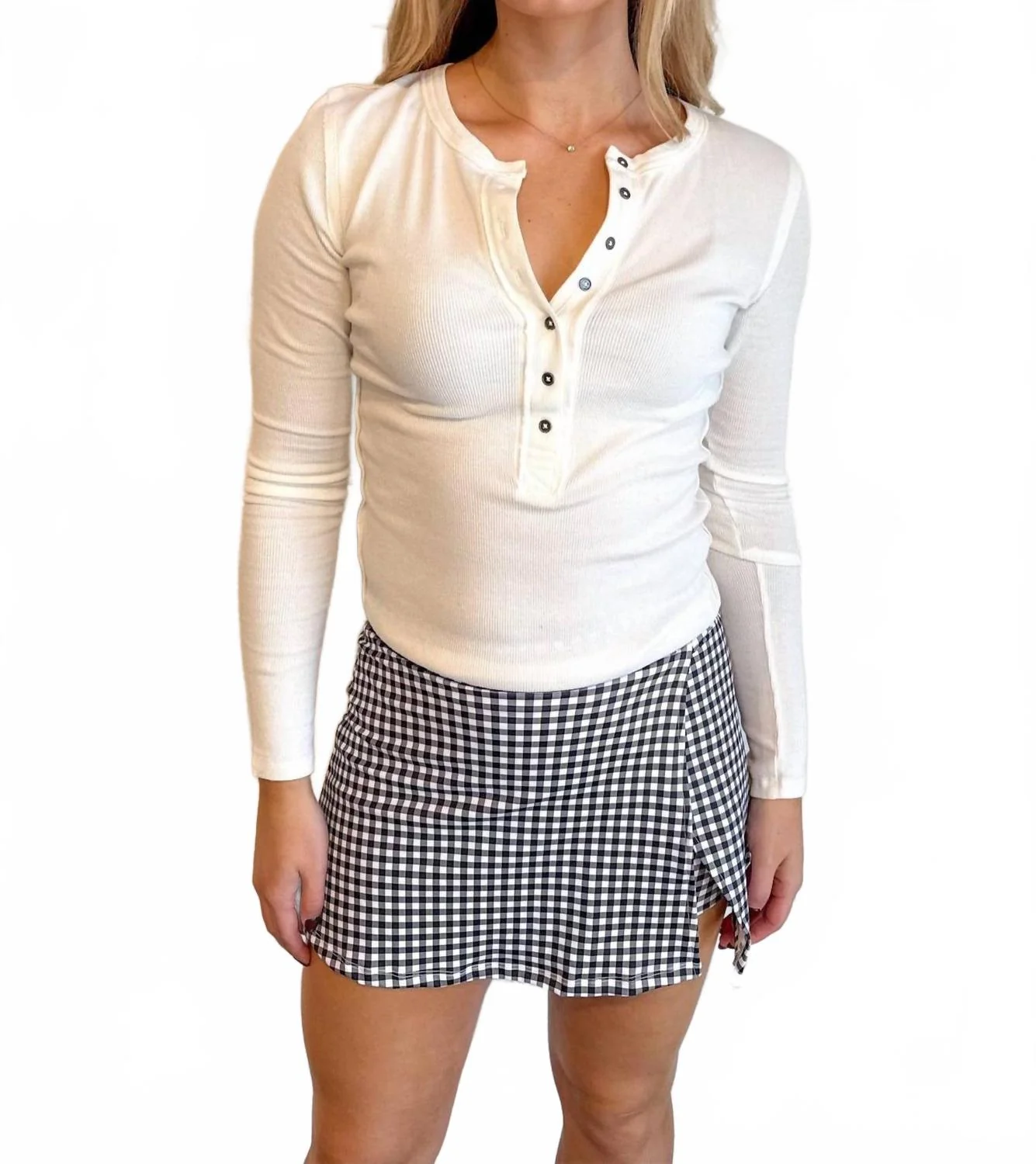 Love Love Gingham Mini Skirt In Black