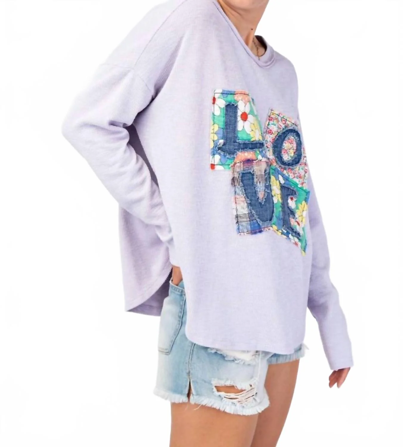 Love Patch Mineral Wash Top In Lavender - Image 3