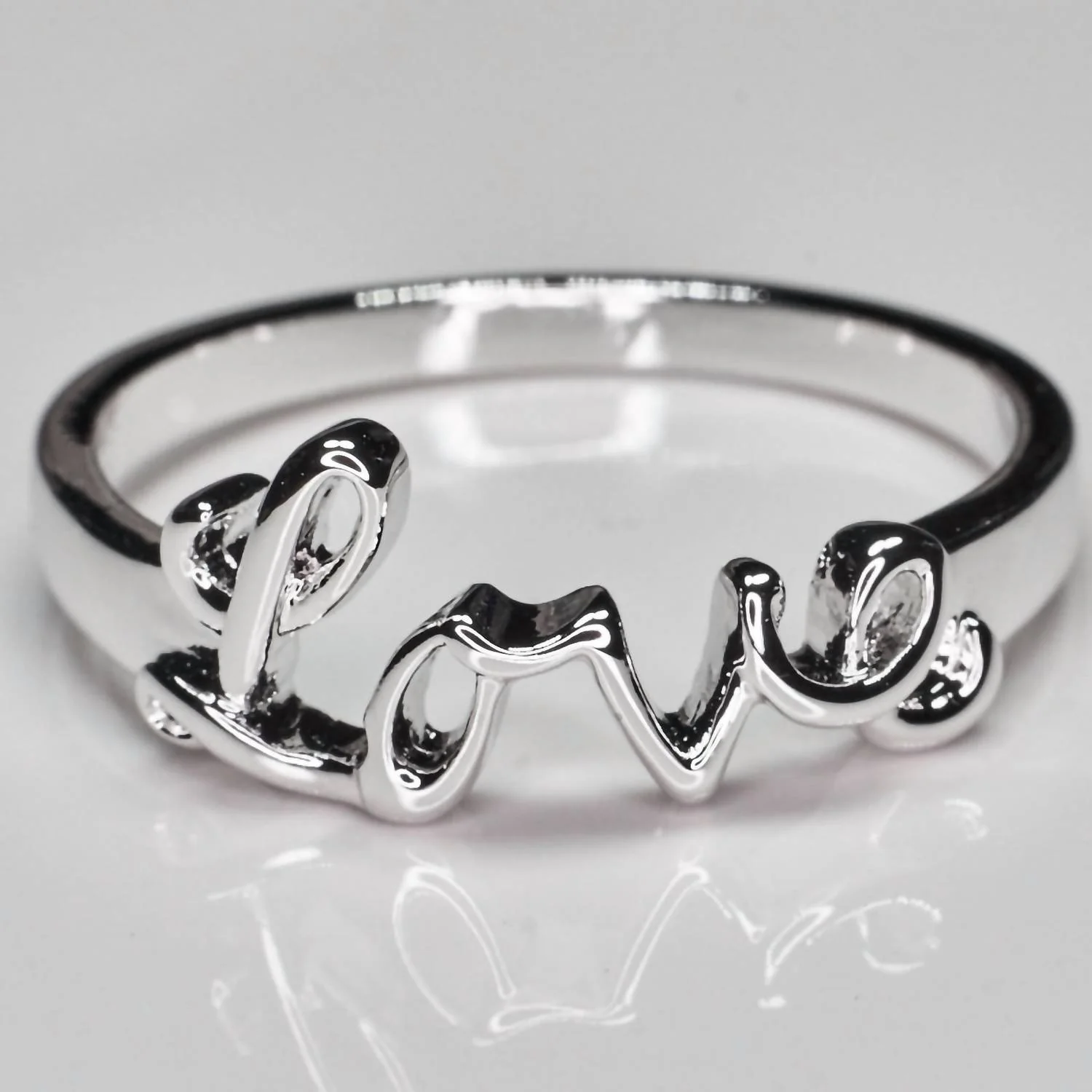 "love" Rhodium Plated Ring In Silver - Image 2