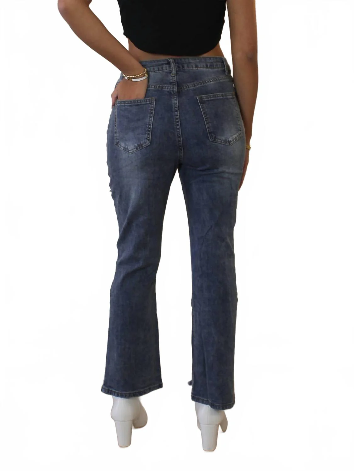 Lovers Lane Denim Cropped Jeans In Medium Wash - Image 3