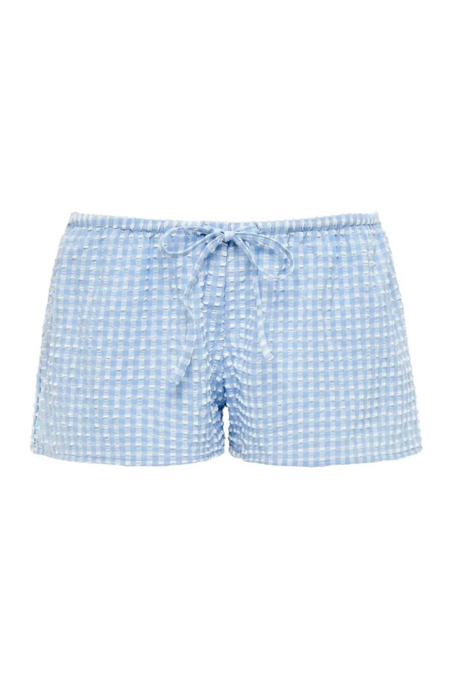 Low-Rise Drawstring Short In Peri Micro Gingham - Image 3