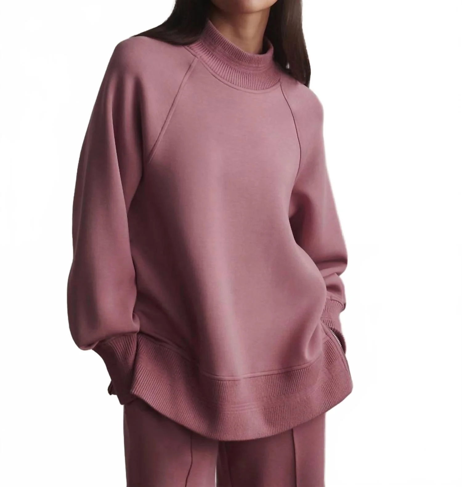 Loxley Raglan Boyfriend Sweatshirt In Wistful Mauve