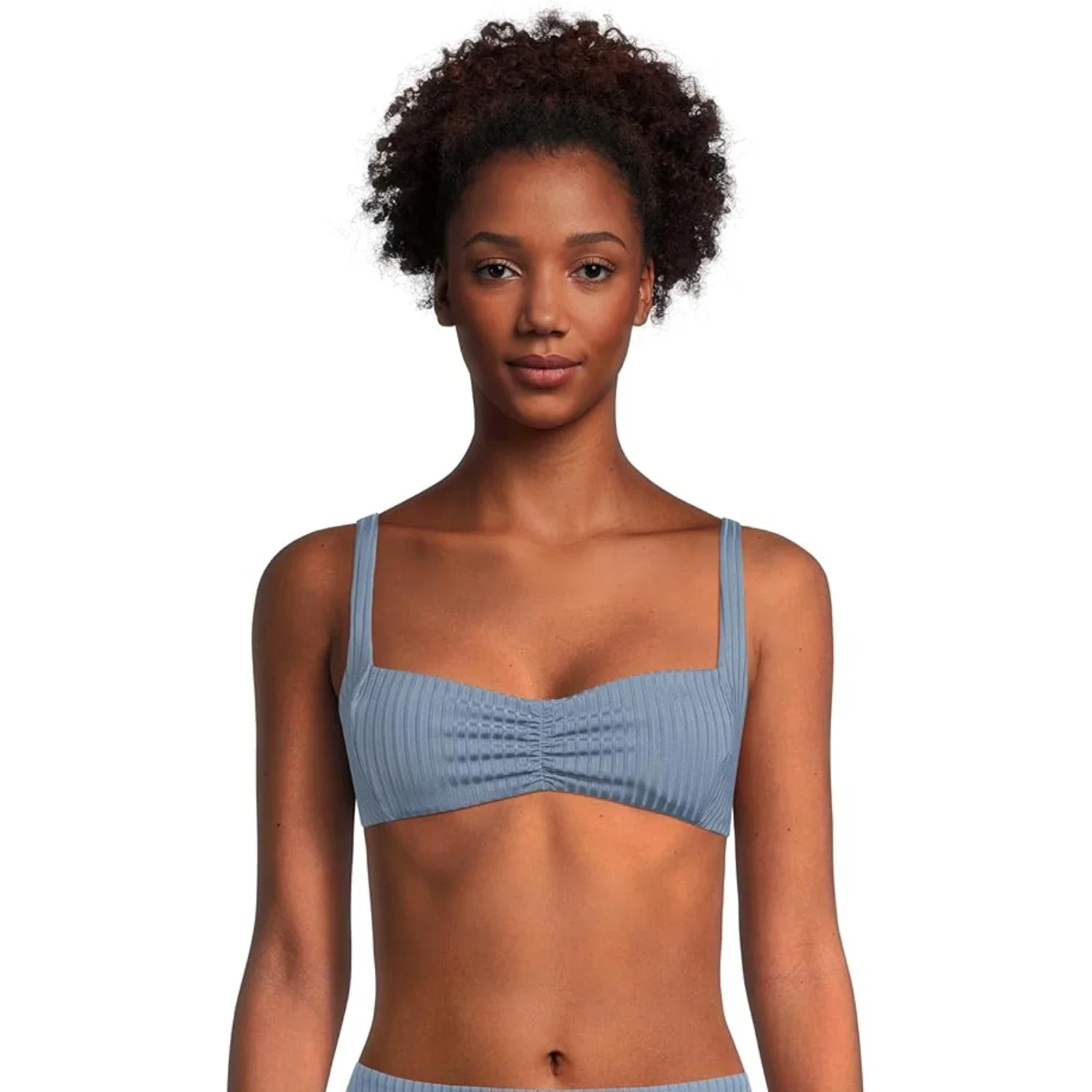 LSPACE Effie E0EFT25 Bikini Top Womens Baltic Gray Ribbed Swimwear JZZ678 - Image 4