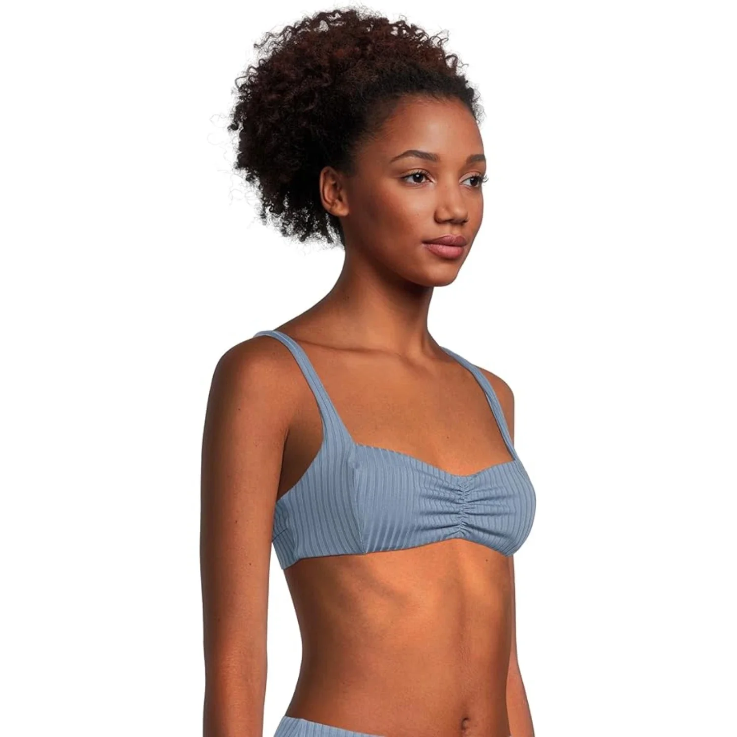 LSPACE Effie E0EFT25 Bikini Top Womens Baltic Gray Ribbed Swimwear JZZ678 - Image 5