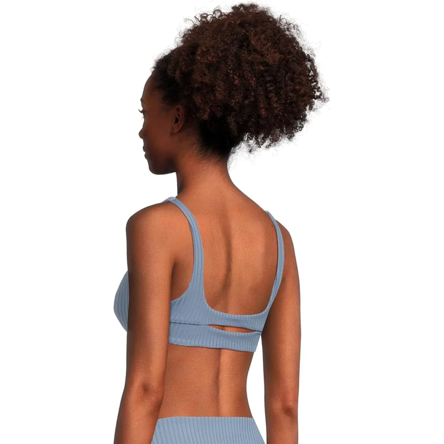 LSPACE Effie E0EFT25 Bikini Top Womens Baltic Gray Ribbed Swimwear JZZ678 - Image 6
