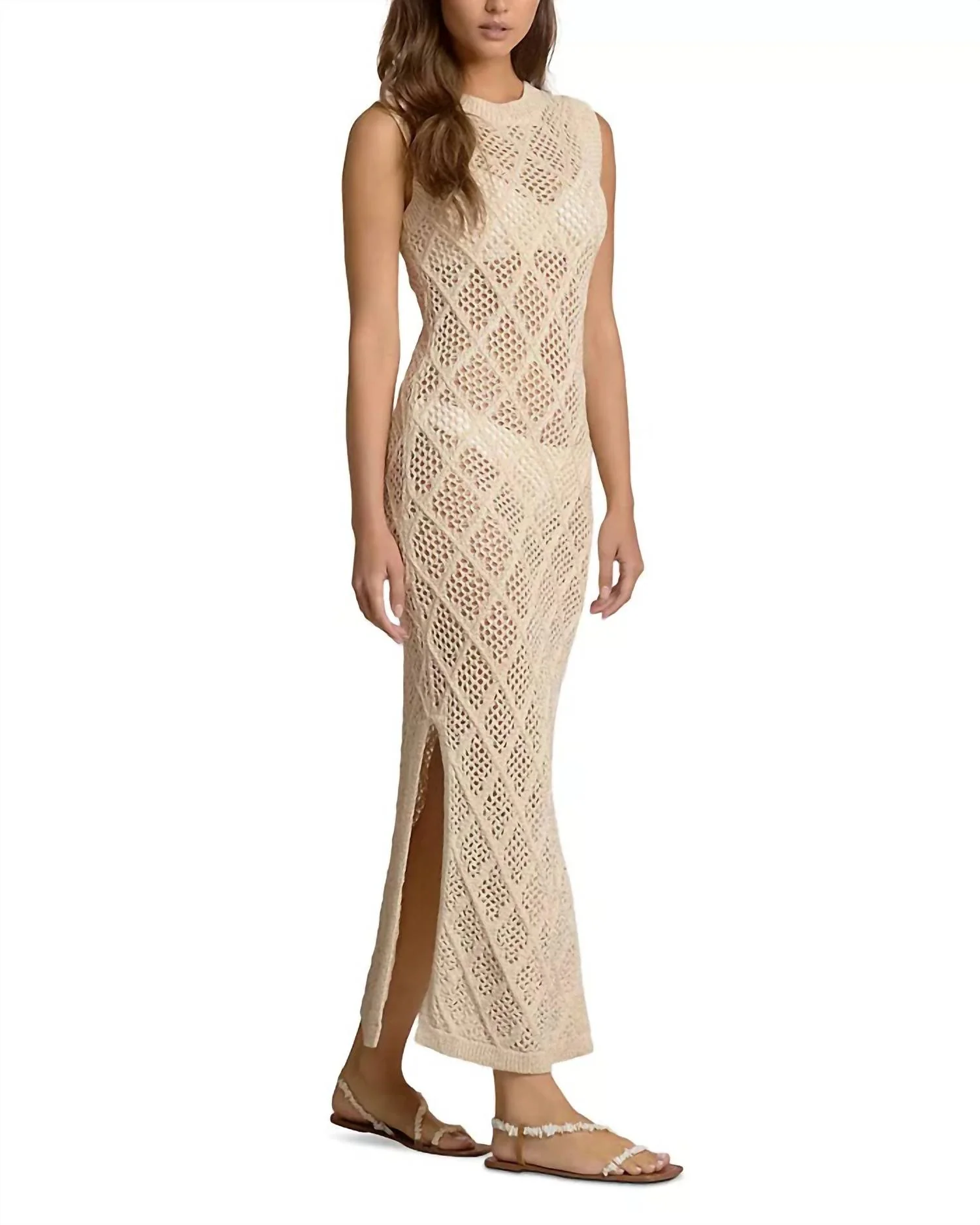 Lucia Crochet Maxi Dress Swim Cover Up In Natural - Image 3