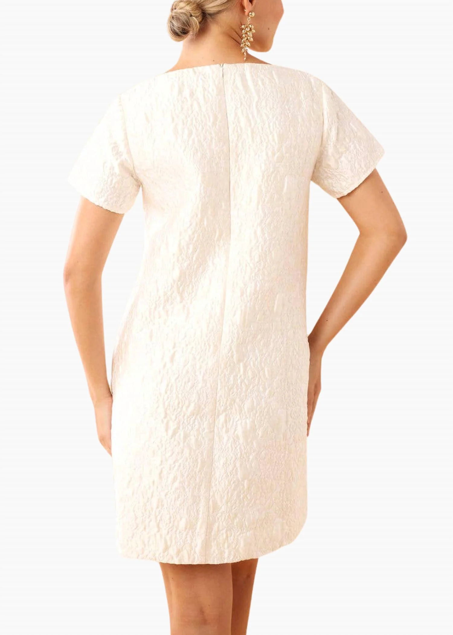 Lulu Dress In White Bubble Jacquard - Image 3